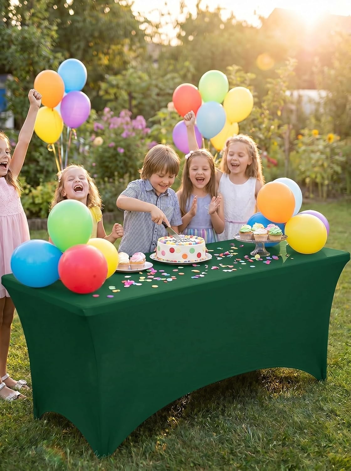 image:imageUtopia Kitchen Spandex Tablecloth 1 Pack 4FT Black Tight Fitted Washable and Wrinkle Resistant Stretch Rectangular Patio Table Cover for Event Wedding Banquet amp Parties 48Lx30Wx30H InchEmerald Green