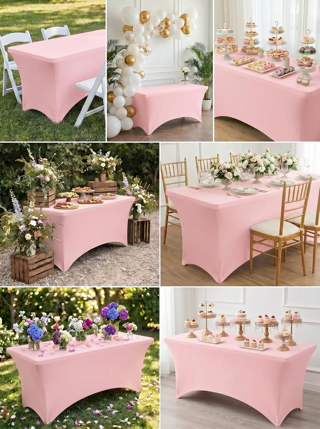image:imageUtopia Kitchen Spandex Tablecloth 1 Pack 4FT Black Tight Fitted Washable and Wrinkle Resistant Stretch Rectangular Patio Table Cover for Event Wedding Banquet amp Parties 48Lx30Wx30H InchPink