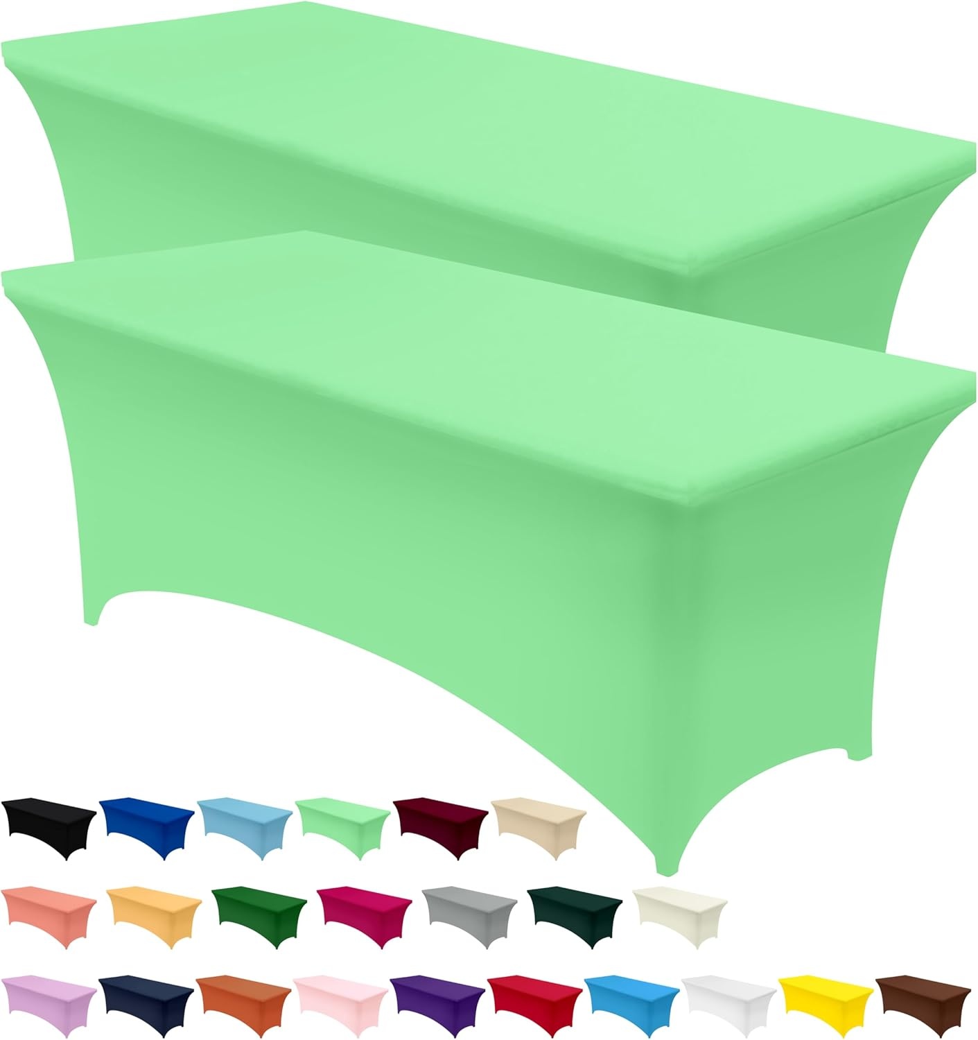image:imageUtopia Kitchen Spandex Tablecloth 1 Pack 4FT Black Tight Fitted Washable and Wrinkle Resistant Stretch Rectangular Patio Table Cover for Event Wedding Banquet amp Parties 48Lx30Wx30H InchBright Green