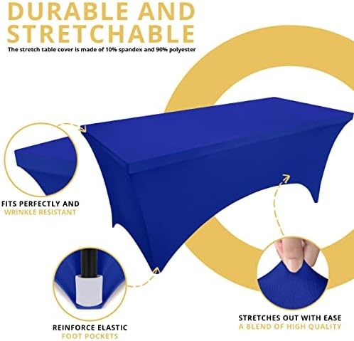 image:imageUtopia Kitchen Spandex Tablecloth 1 Pack 4FT Black Tight Fitted Washable and Wrinkle Resistant Stretch Rectangular Patio Table Cover for Event Wedding Banquet amp Parties 48Lx30Wx30H InchRoyal Blue