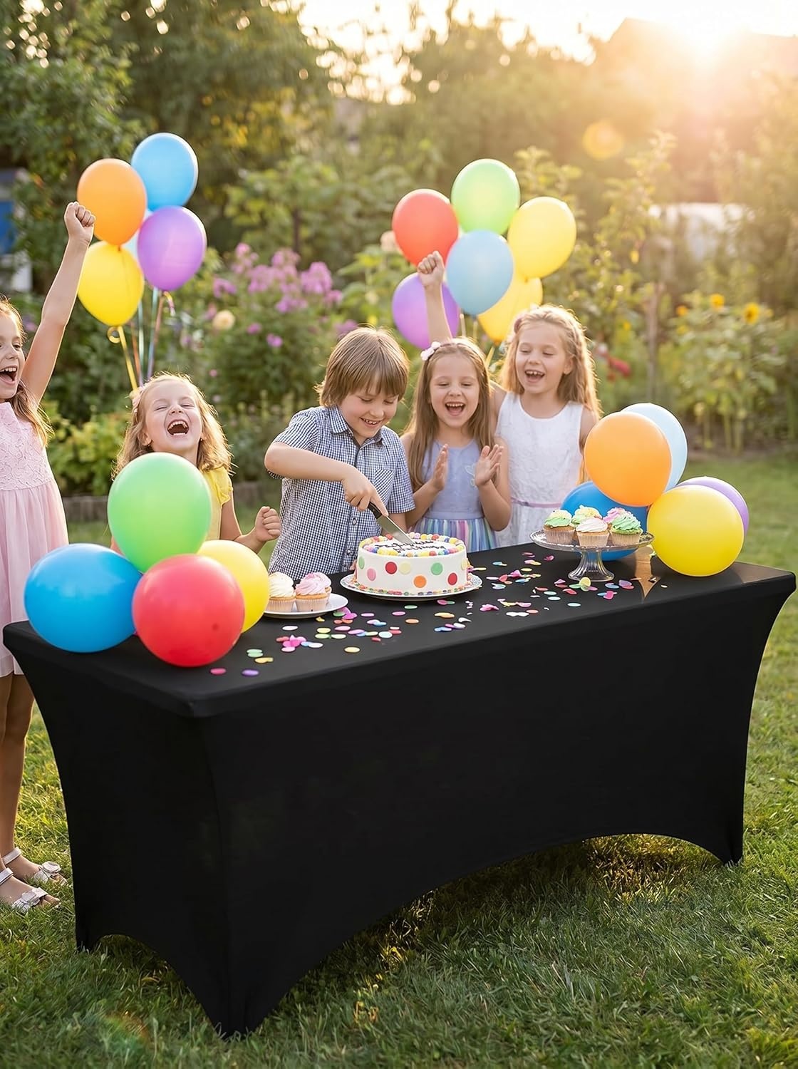 image:imageUtopia Kitchen Spandex Tablecloth 1 Pack 4FT Black Tight Fitted Washable and Wrinkle Resistant Stretch Rectangular Patio Table Cover for Event Wedding Banquet amp Parties 48Lx30Wx30H InchBlack