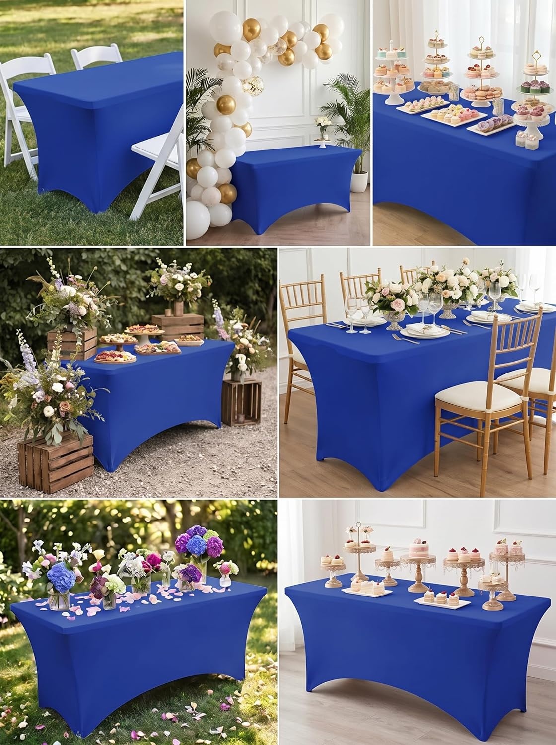 image:imageUtopia Kitchen Spandex Tablecloth 1 Pack 4FT Black Tight Fitted Washable and Wrinkle Resistant Stretch Rectangular Patio Table Cover for Event Wedding Banquet amp Parties 48Lx30Wx30H InchRoyal Blue