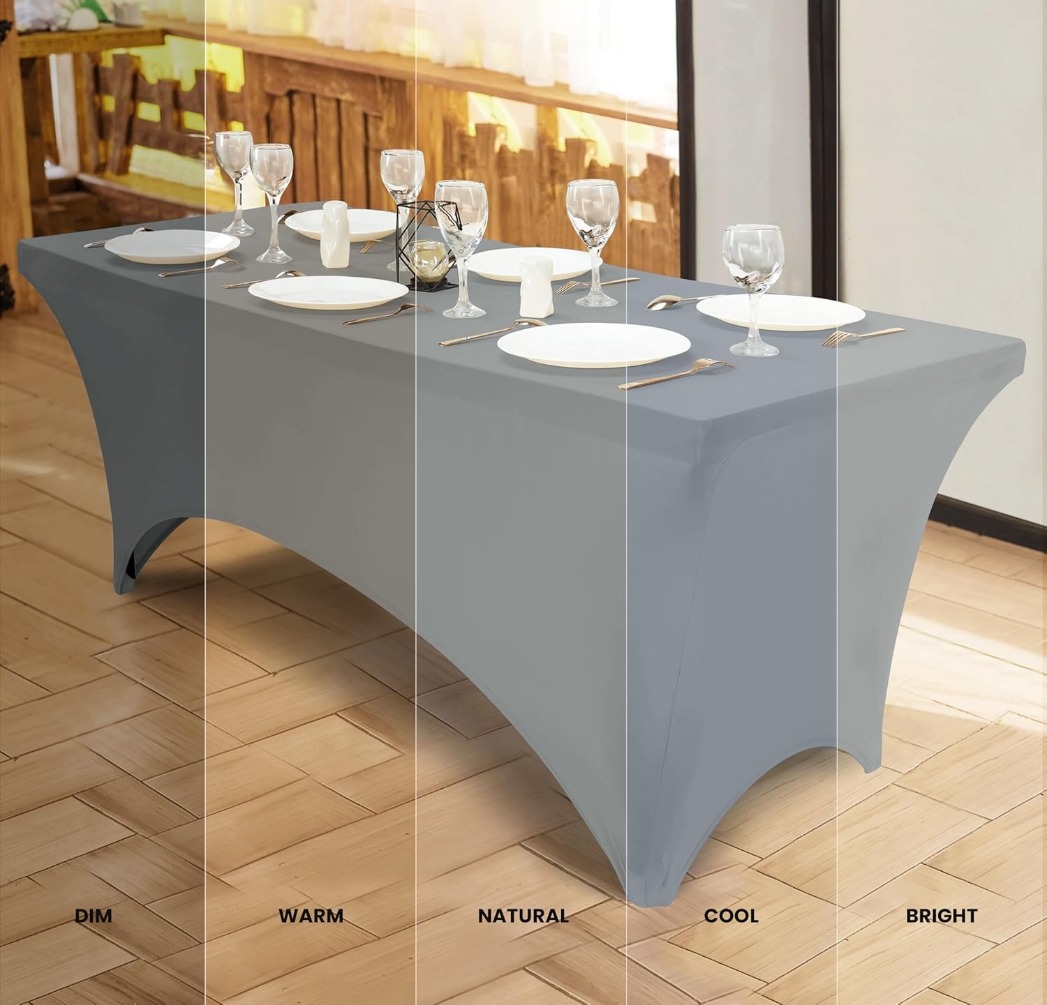 image:imageUtopia Kitchen Spandex Tablecloth 1 Pack 4FT Black Tight Fitted Washable and Wrinkle Resistant Stretch Rectangular Patio Table Cover for Event Wedding Banquet amp Parties 48Lx30Wx30H InchGrey