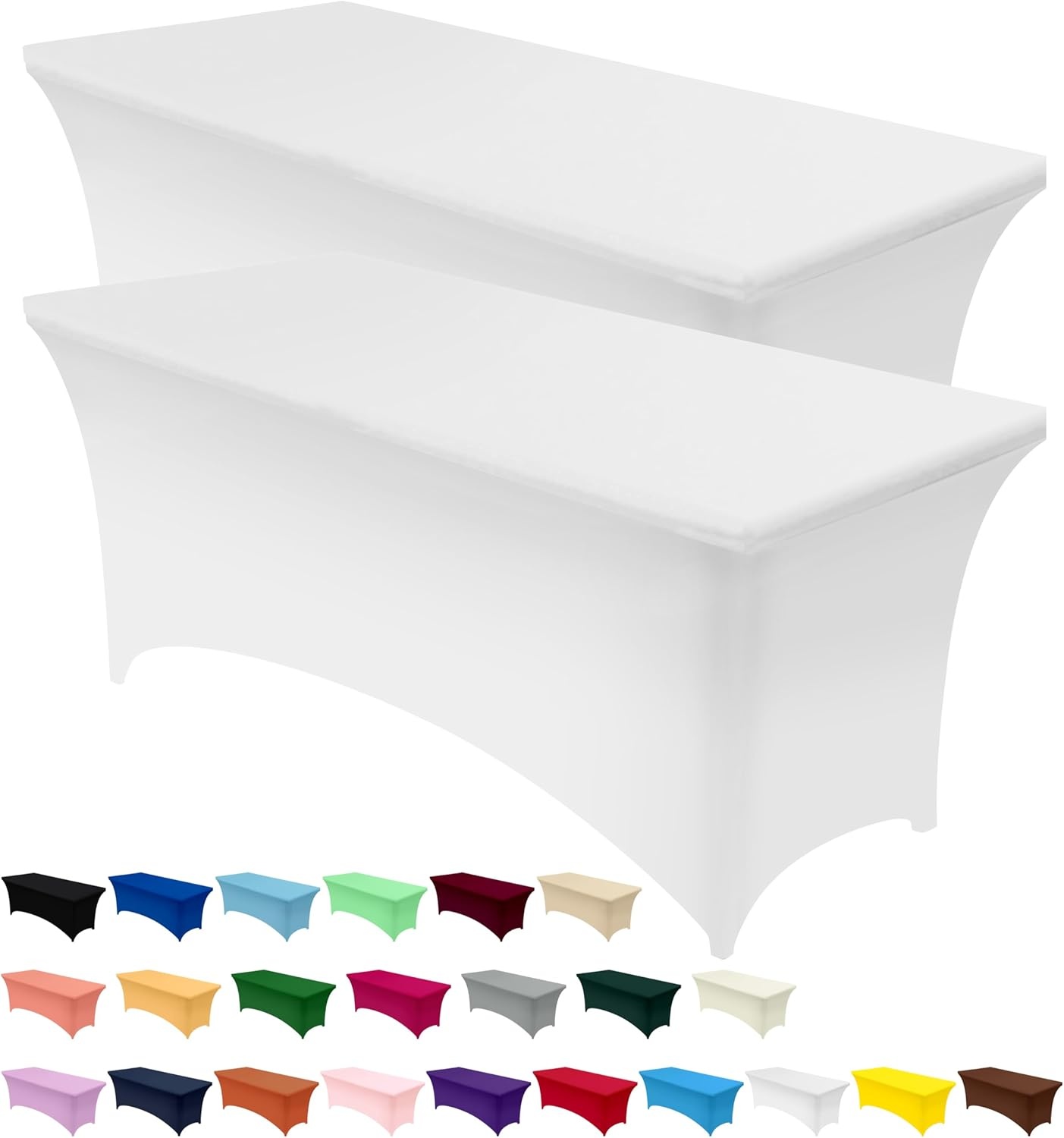 image:imageUtopia Kitchen Spandex Tablecloth 1 Pack 4FT Black Tight Fitted Washable and Wrinkle Resistant Stretch Rectangular Patio Table Cover for Event Wedding Banquet amp Parties 48Lx30Wx30H InchWhite