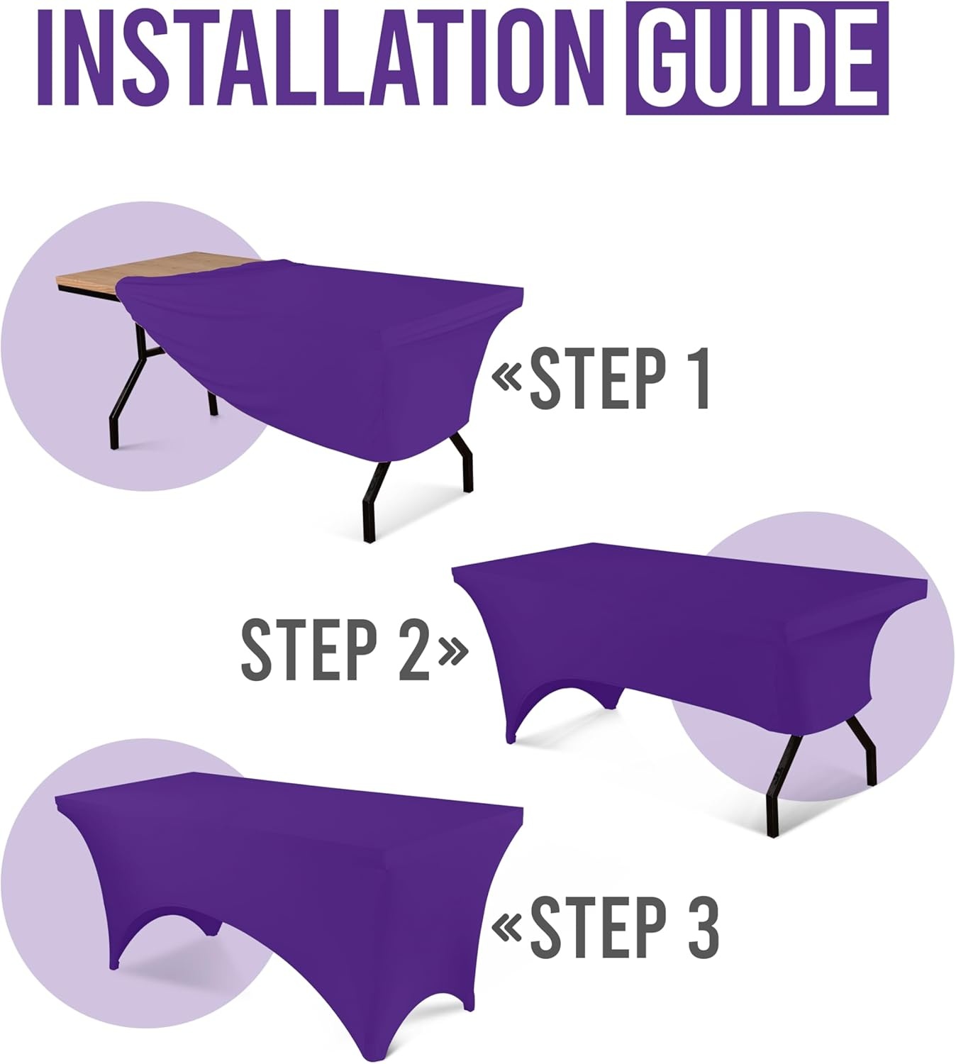 image:imageUtopia Kitchen Spandex Tablecloth 1 Pack 4FT Black Tight Fitted Washable and Wrinkle Resistant Stretch Rectangular Patio Table Cover for Event Wedding Banquet amp Parties 48Lx30Wx30H InchPurple