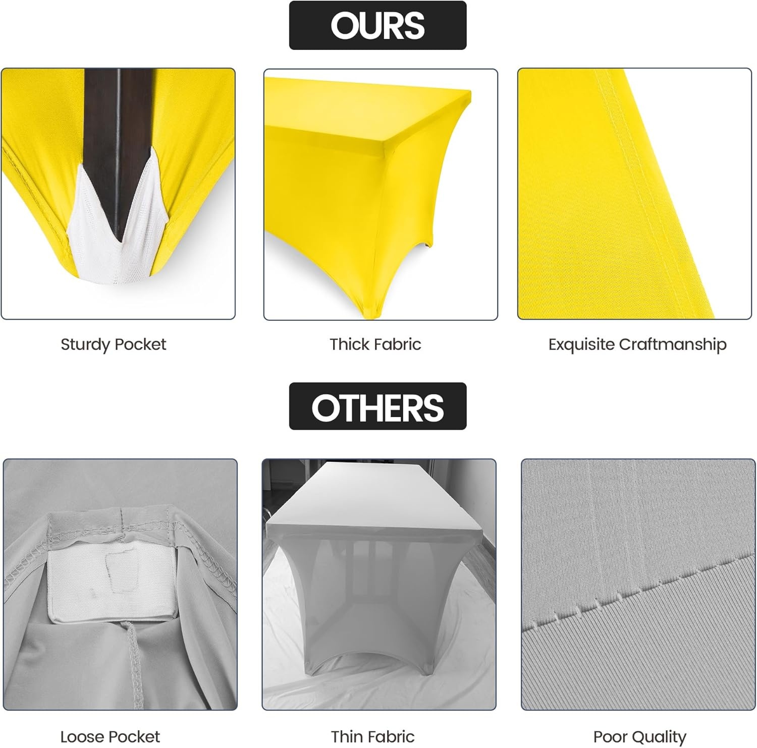 image:imageUtopia Kitchen Spandex Tablecloth 1 Pack 4FT Black Tight Fitted Washable and Wrinkle Resistant Stretch Rectangular Patio Table Cover for Event Wedding Banquet amp Parties 48Lx30Wx30H InchYellow