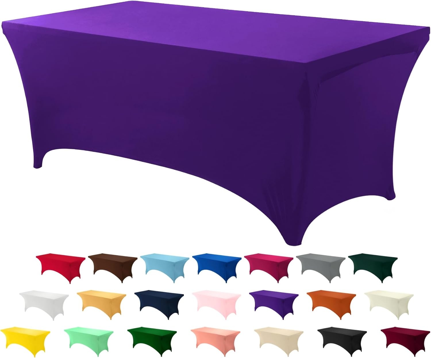 image:imageUtopia Kitchen Spandex Tablecloth 1 Pack 4FT Black Tight Fitted Washable and Wrinkle Resistant Stretch Rectangular Patio Table Cover for Event Wedding Banquet amp Parties 48Lx30Wx30H InchPurple