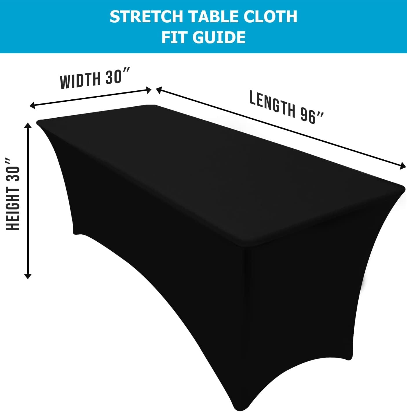 image:imageUtopia Kitchen Spandex Tablecloth 1 Pack 4FT Black Tight Fitted Washable and Wrinkle Resistant Stretch Rectangular Patio Table Cover for Event Wedding Banquet amp Parties 48Lx30Wx30H InchBlack