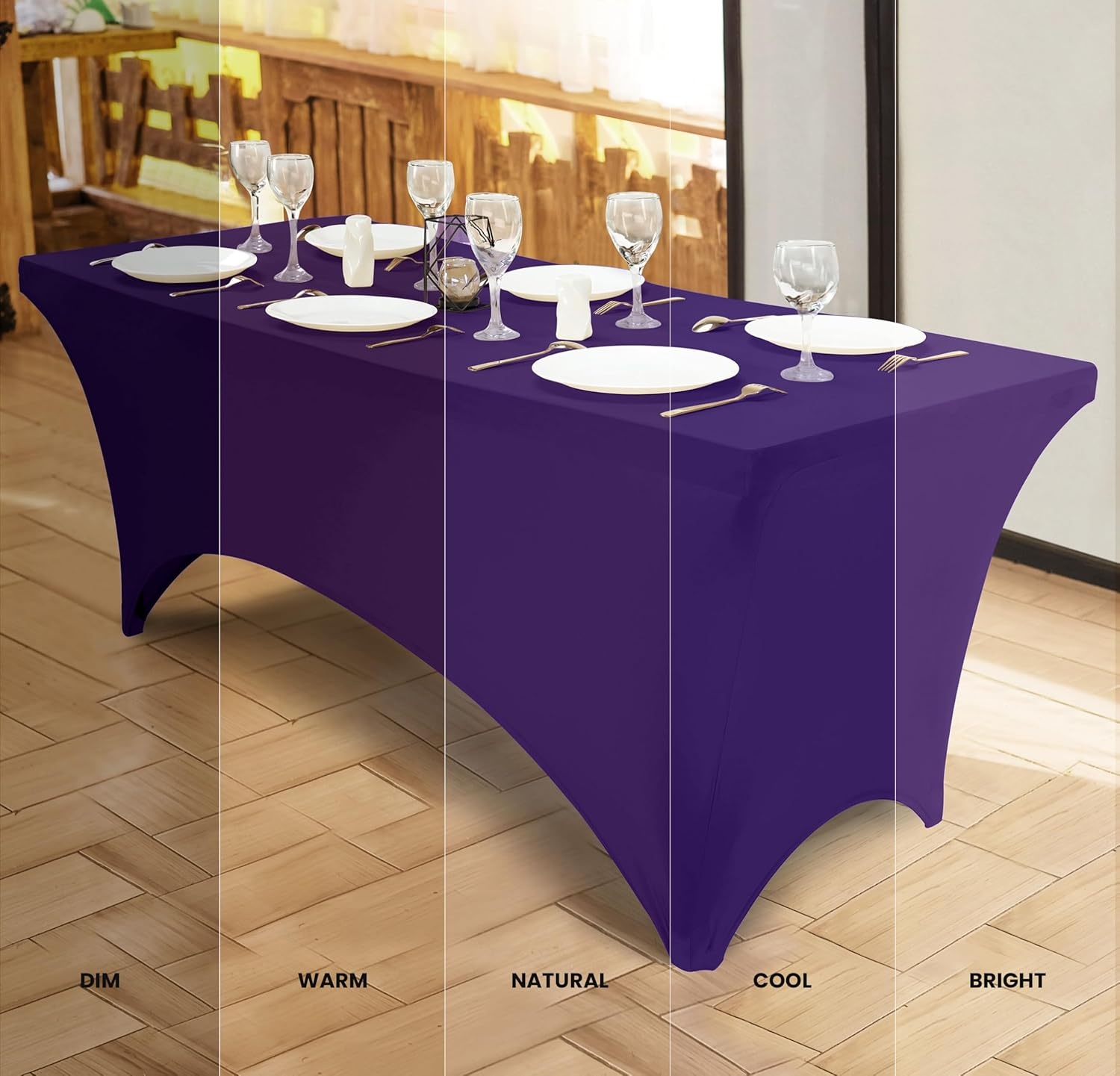 image:imageUtopia Kitchen Spandex Tablecloth 1 Pack 4FT Black Tight Fitted Washable and Wrinkle Resistant Stretch Rectangular Patio Table Cover for Event Wedding Banquet amp Parties 48Lx30Wx30H InchPurple