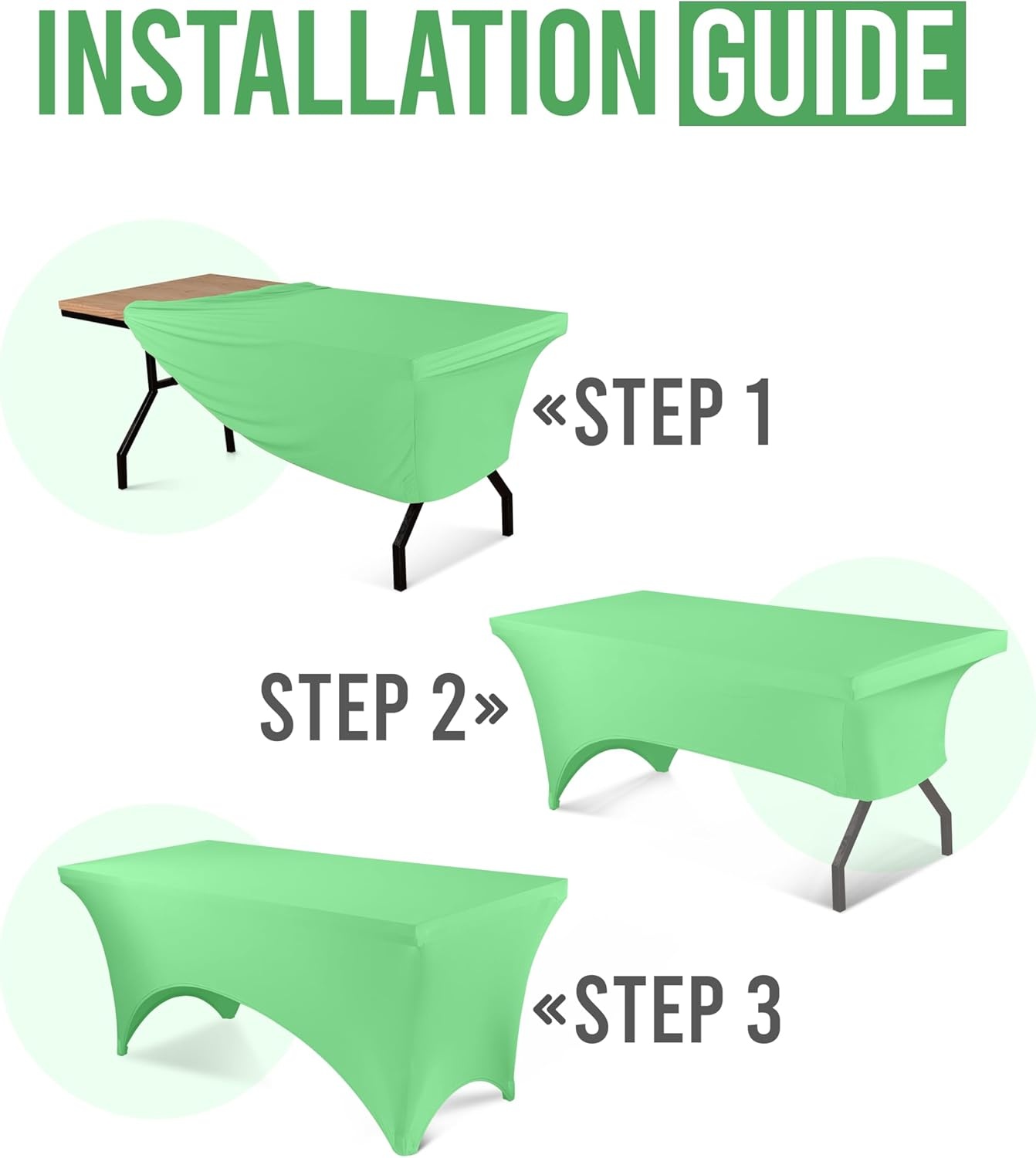 image:imageUtopia Kitchen Spandex Tablecloth 1 Pack 4FT Black Tight Fitted Washable and Wrinkle Resistant Stretch Rectangular Patio Table Cover for Event Wedding Banquet amp Parties 48Lx30Wx30H InchBright Green