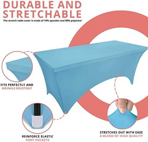 image:imageUtopia Kitchen Spandex Tablecloth 1 Pack 4FT Black Tight Fitted Washable and Wrinkle Resistant Stretch Rectangular Patio Table Cover for Event Wedding Banquet amp Parties 48Lx30Wx30H InchBlue Mist
