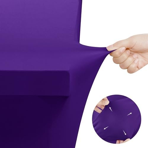 image:imageUtopia Kitchen Spandex Tablecloth 1 Pack 4FT Black Tight Fitted Washable and Wrinkle Resistant Stretch Rectangular Patio Table Cover for Event Wedding Banquet amp Parties 48Lx30Wx30H InchPurple