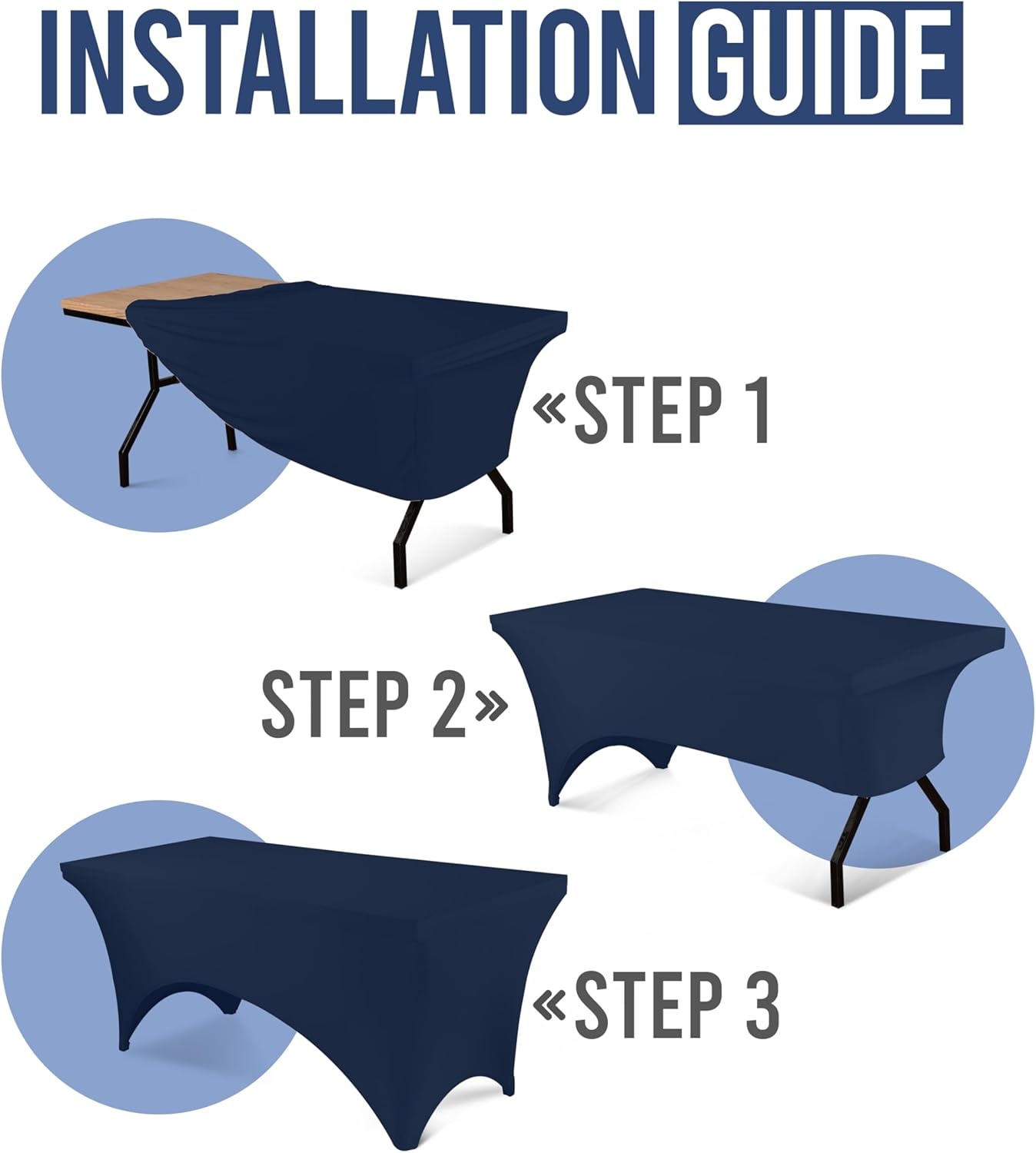 image:imageUtopia Kitchen Spandex Tablecloth 1 Pack 4FT Black Tight Fitted Washable and Wrinkle Resistant Stretch Rectangular Patio Table Cover for Event Wedding Banquet amp Parties 48Lx30Wx30H InchNavy Blue