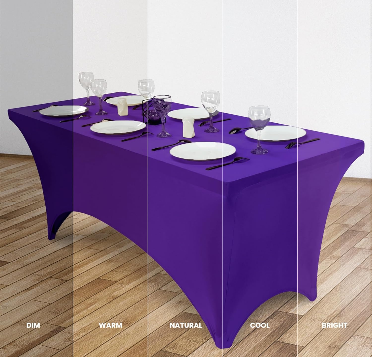 image:imageUtopia Kitchen Spandex Tablecloth 1 Pack 4FT Black Tight Fitted Washable and Wrinkle Resistant Stretch Rectangular Patio Table Cover for Event Wedding Banquet amp Parties 48Lx30Wx30H InchPurple