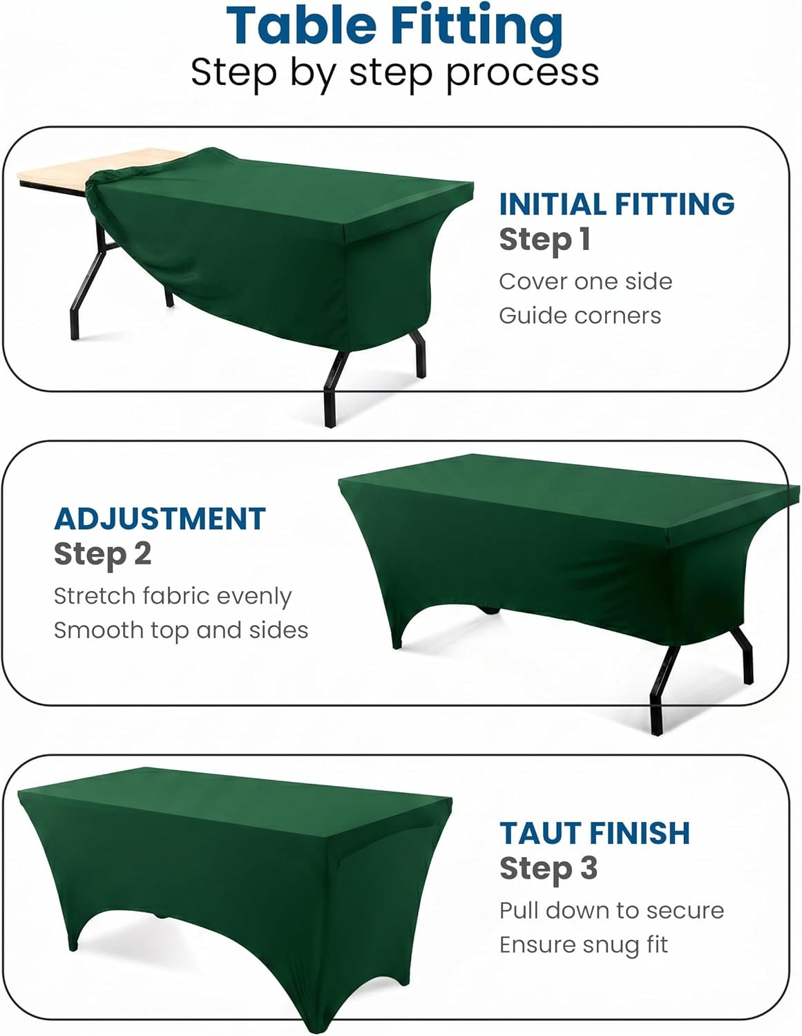 image:imageUtopia Kitchen Spandex Tablecloth 1 Pack 4FT Black Tight Fitted Washable and Wrinkle Resistant Stretch Rectangular Patio Table Cover for Event Wedding Banquet amp Parties 48Lx30Wx30H InchEmerald Green