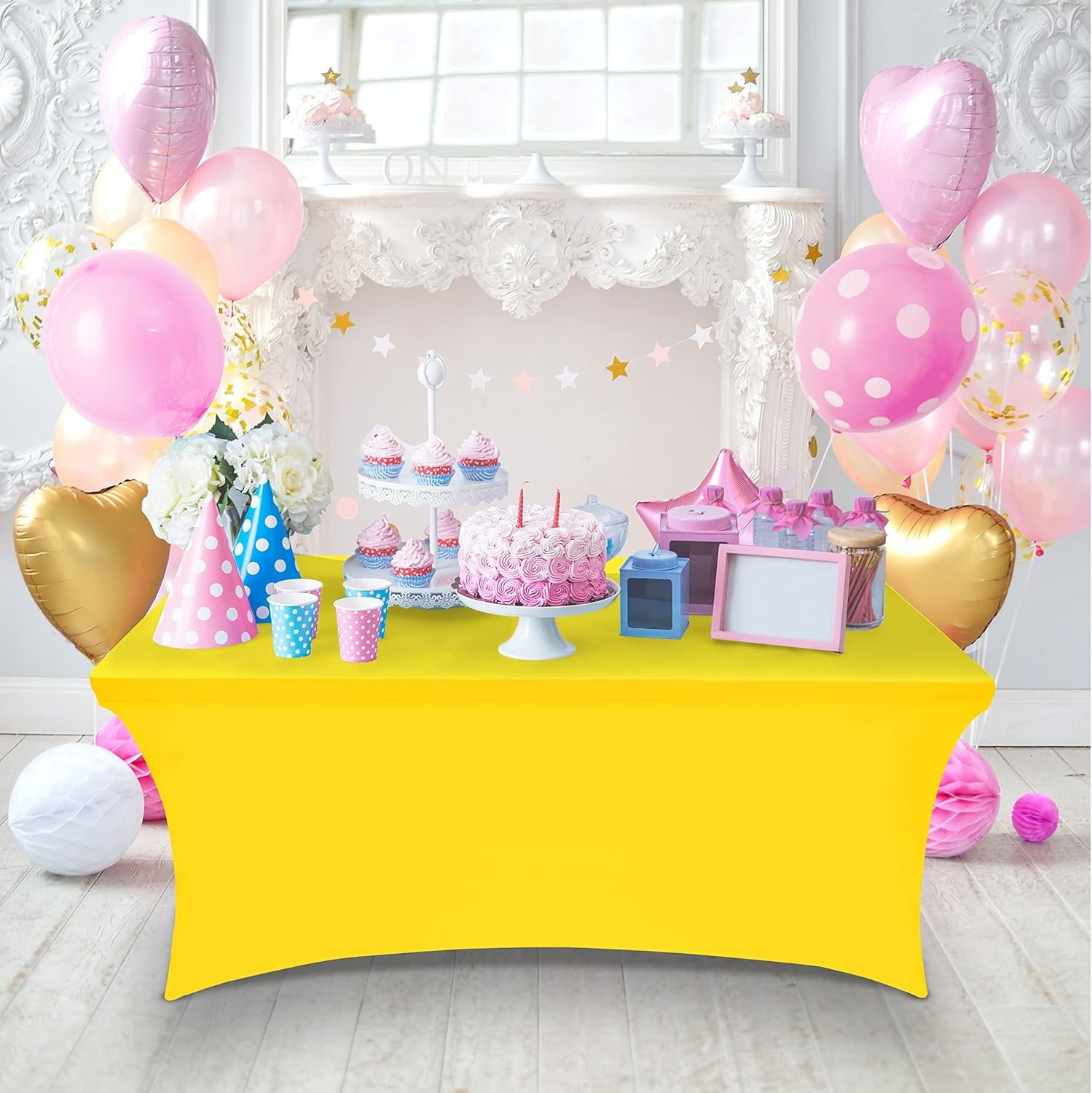 image:imageUtopia Kitchen Spandex Tablecloth 1 Pack 4FT Black Tight Fitted Washable and Wrinkle Resistant Stretch Rectangular Patio Table Cover for Event Wedding Banquet amp Parties 48Lx30Wx30H InchYellow