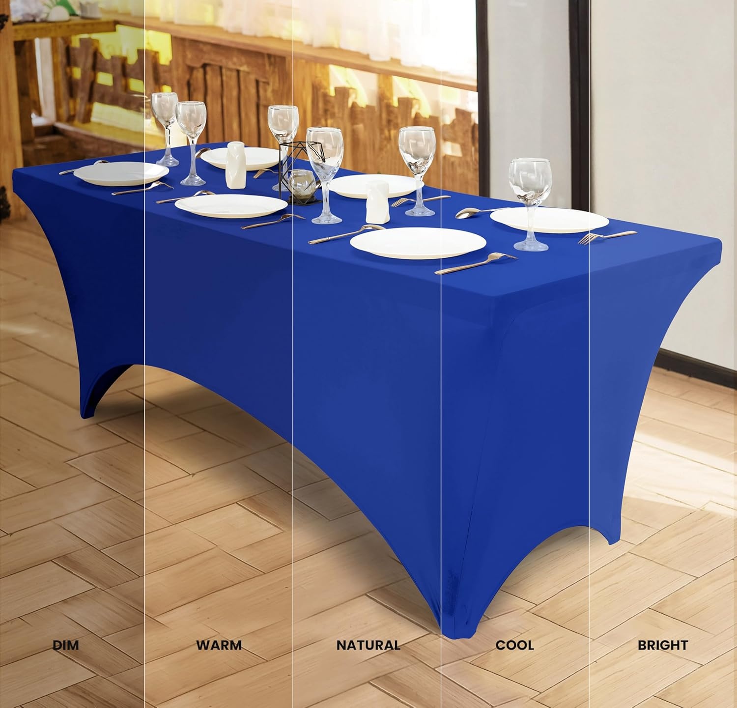 image:imageUtopia Kitchen Spandex Tablecloth 1 Pack 4FT Black Tight Fitted Washable and Wrinkle Resistant Stretch Rectangular Patio Table Cover for Event Wedding Banquet amp Parties 48Lx30Wx30H InchRoyal Blue
