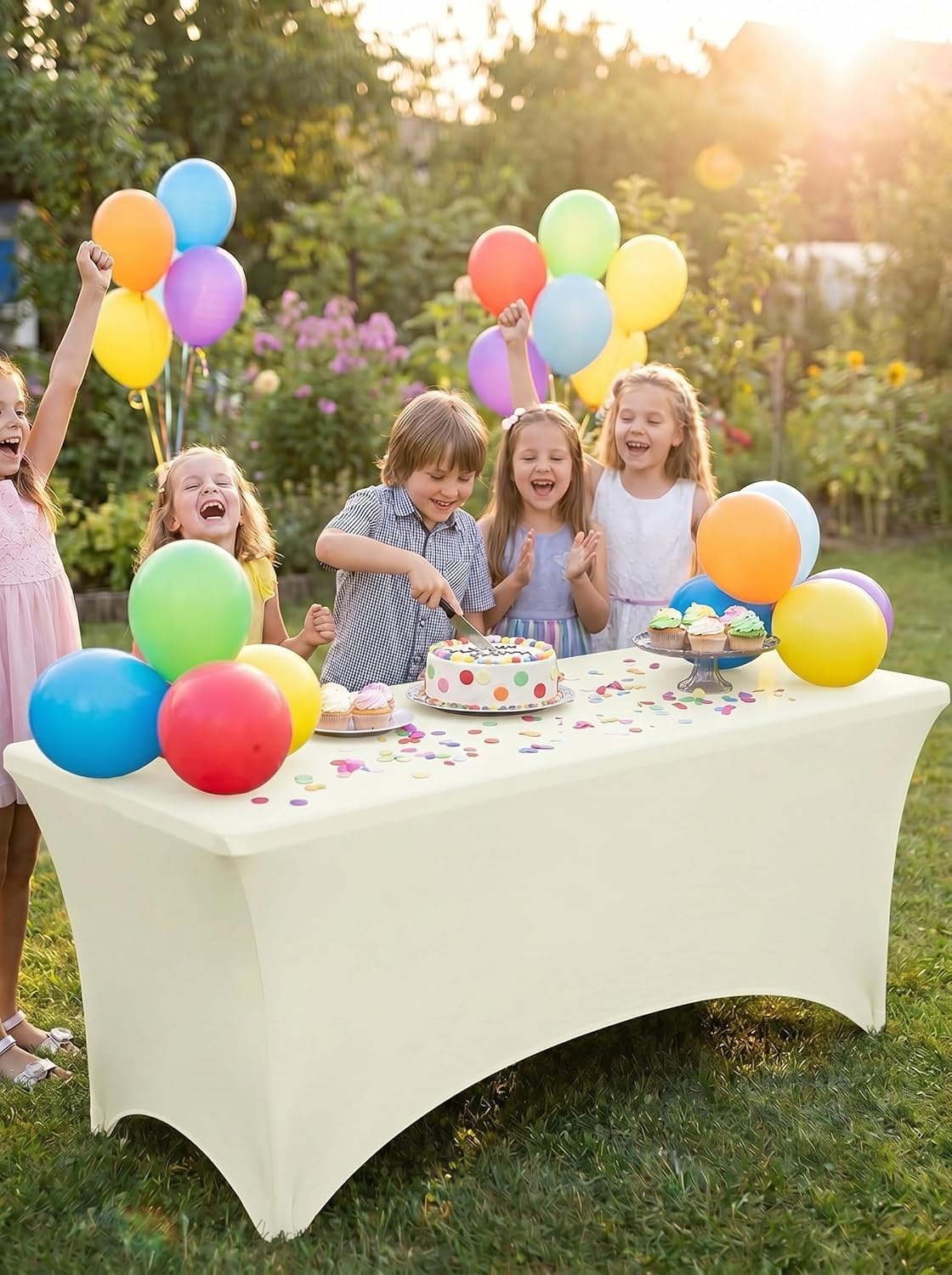 image:imageUtopia Kitchen Spandex Tablecloth 1 Pack 4FT Black Tight Fitted Washable and Wrinkle Resistant Stretch Rectangular Patio Table Cover for Event Wedding Banquet amp Parties 48Lx30Wx30H InchIvory