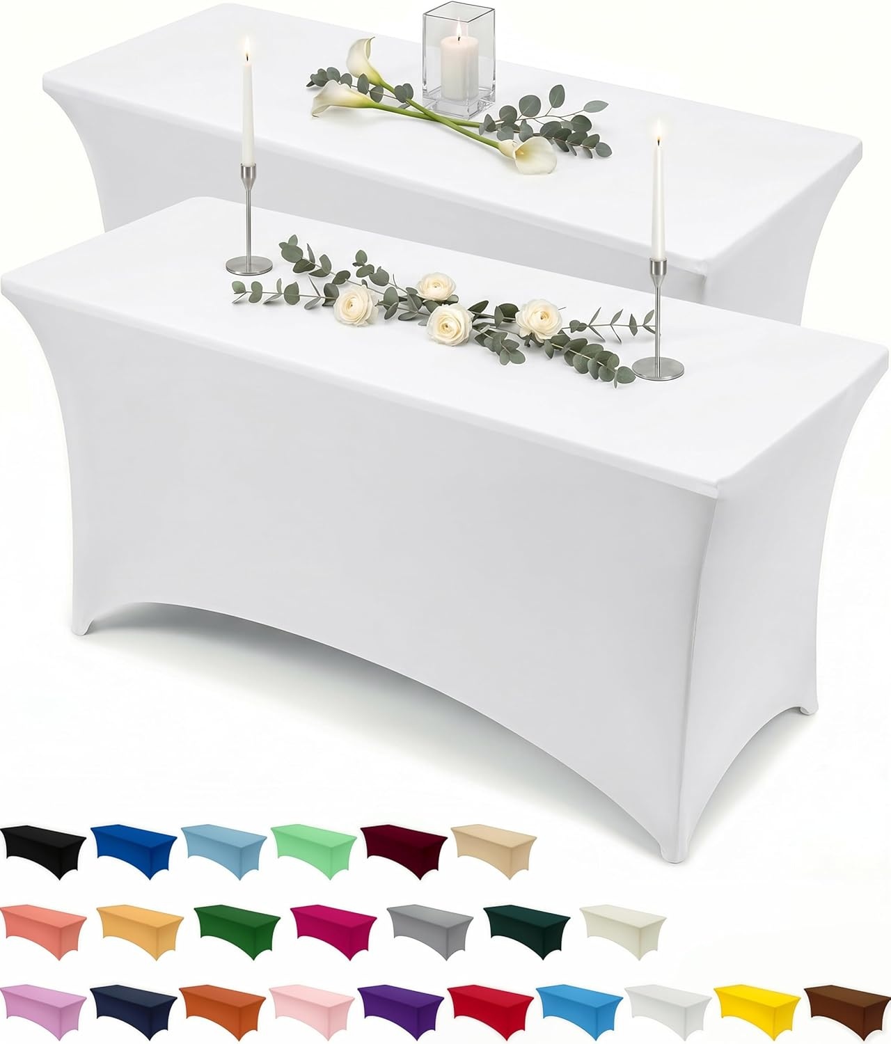 image:imageUtopia Kitchen Spandex Tablecloth 1 Pack 4FT Black Tight Fitted Washable and Wrinkle Resistant Stretch Rectangular Patio Table Cover for Event Wedding Banquet amp Parties 48Lx30Wx30H InchWhite