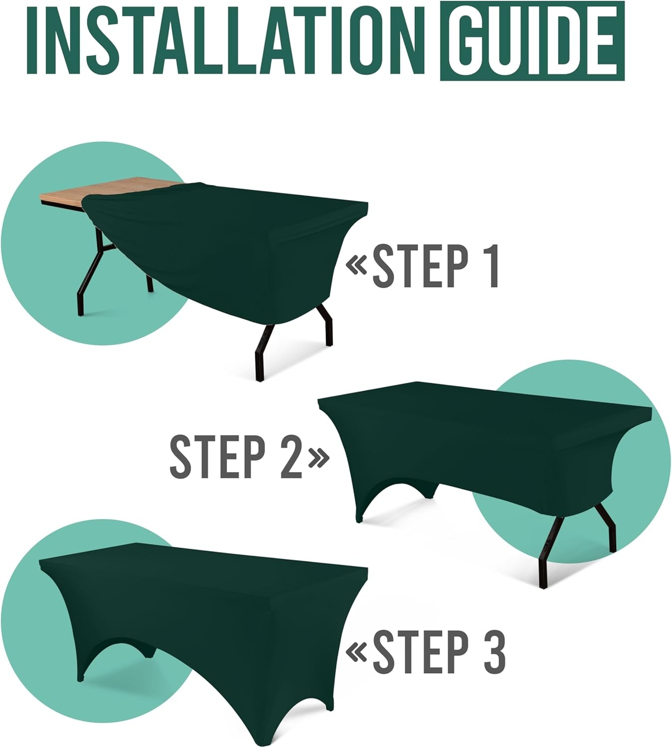 image:imageUtopia Kitchen Spandex Tablecloth 1 Pack 4FT Black Tight Fitted Washable and Wrinkle Resistant Stretch Rectangular Patio Table Cover for Event Wedding Banquet amp Parties 48Lx30Wx30H InchHunter Green