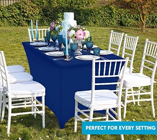 image:imageUtopia Kitchen Spandex Tablecloth 1 Pack 4FT Black Tight Fitted Washable and Wrinkle Resistant Stretch Rectangular Patio Table Cover for Event Wedding Banquet amp Parties 48Lx30Wx30H InchRoyal Blue