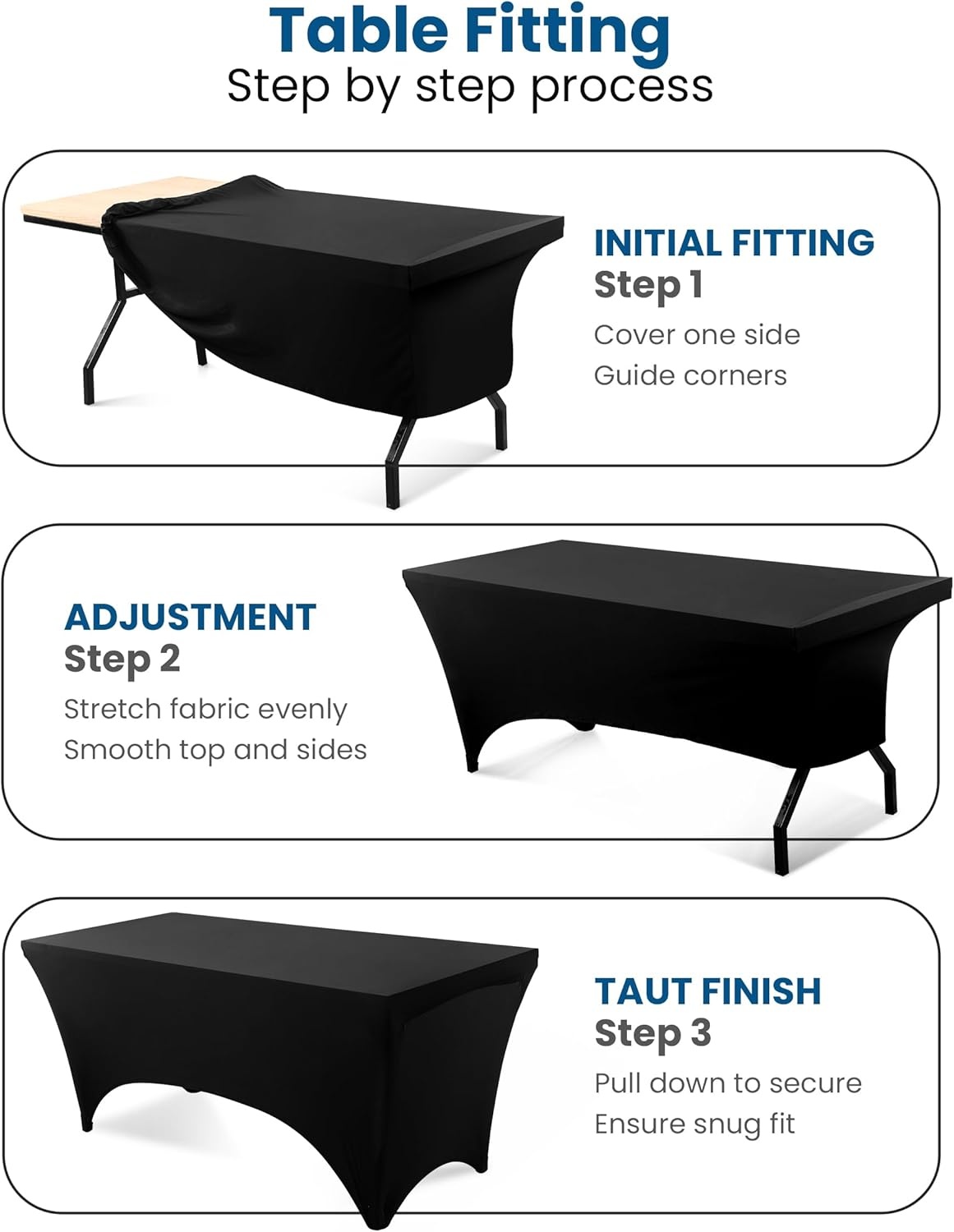 image:imageUtopia Kitchen Spandex Tablecloth 1 Pack 4FT Black Tight Fitted Washable and Wrinkle Resistant Stretch Rectangular Patio Table Cover for Event Wedding Banquet amp Parties 48Lx30Wx30H InchBlack