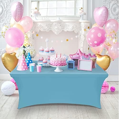 image:imageUtopia Kitchen Spandex Tablecloth 1 Pack 4FT Black Tight Fitted Washable and Wrinkle Resistant Stretch Rectangular Patio Table Cover for Event Wedding Banquet amp Parties 48Lx30Wx30H InchBlue Mist
