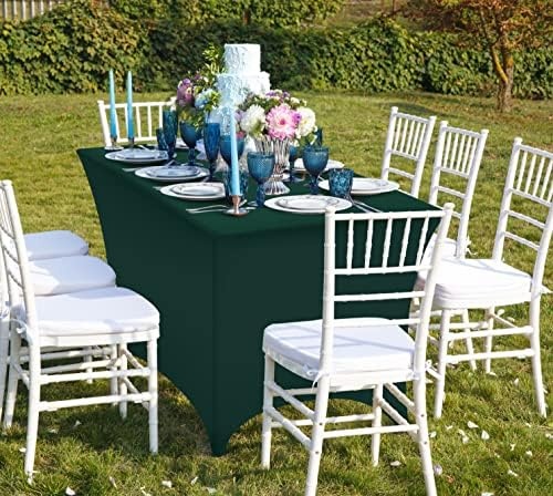 image:imageUtopia Kitchen Spandex Tablecloth 1 Pack 4FT Black Tight Fitted Washable and Wrinkle Resistant Stretch Rectangular Patio Table Cover for Event Wedding Banquet amp Parties 48Lx30Wx30H InchHunter Green