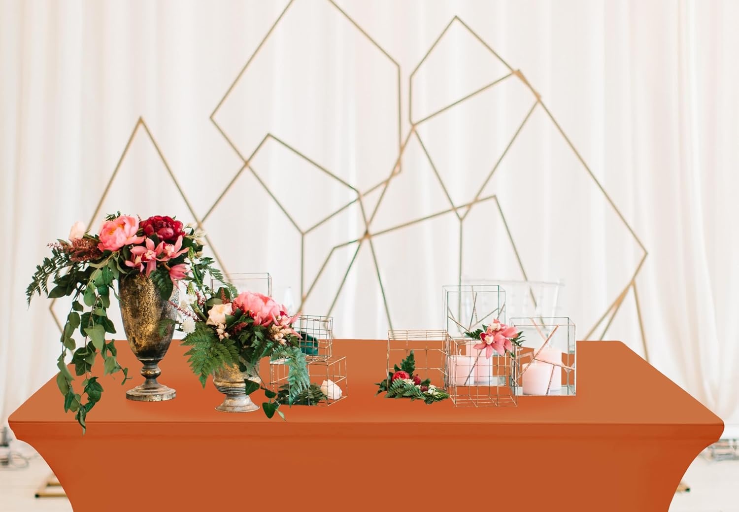 image:imageUtopia Kitchen Spandex Tablecloth 1 Pack 4FT Black Tight Fitted Washable and Wrinkle Resistant Stretch Rectangular Patio Table Cover for Event Wedding Banquet amp Parties 48Lx30Wx30H InchOrange