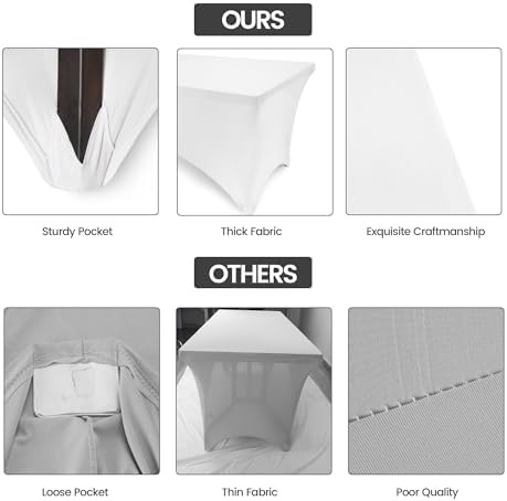 image:imageUtopia Kitchen Spandex Tablecloth 1 Pack 4FT Black Tight Fitted Washable and Wrinkle Resistant Stretch Rectangular Patio Table Cover for Event Wedding Banquet amp Parties 48Lx30Wx30H InchWhite