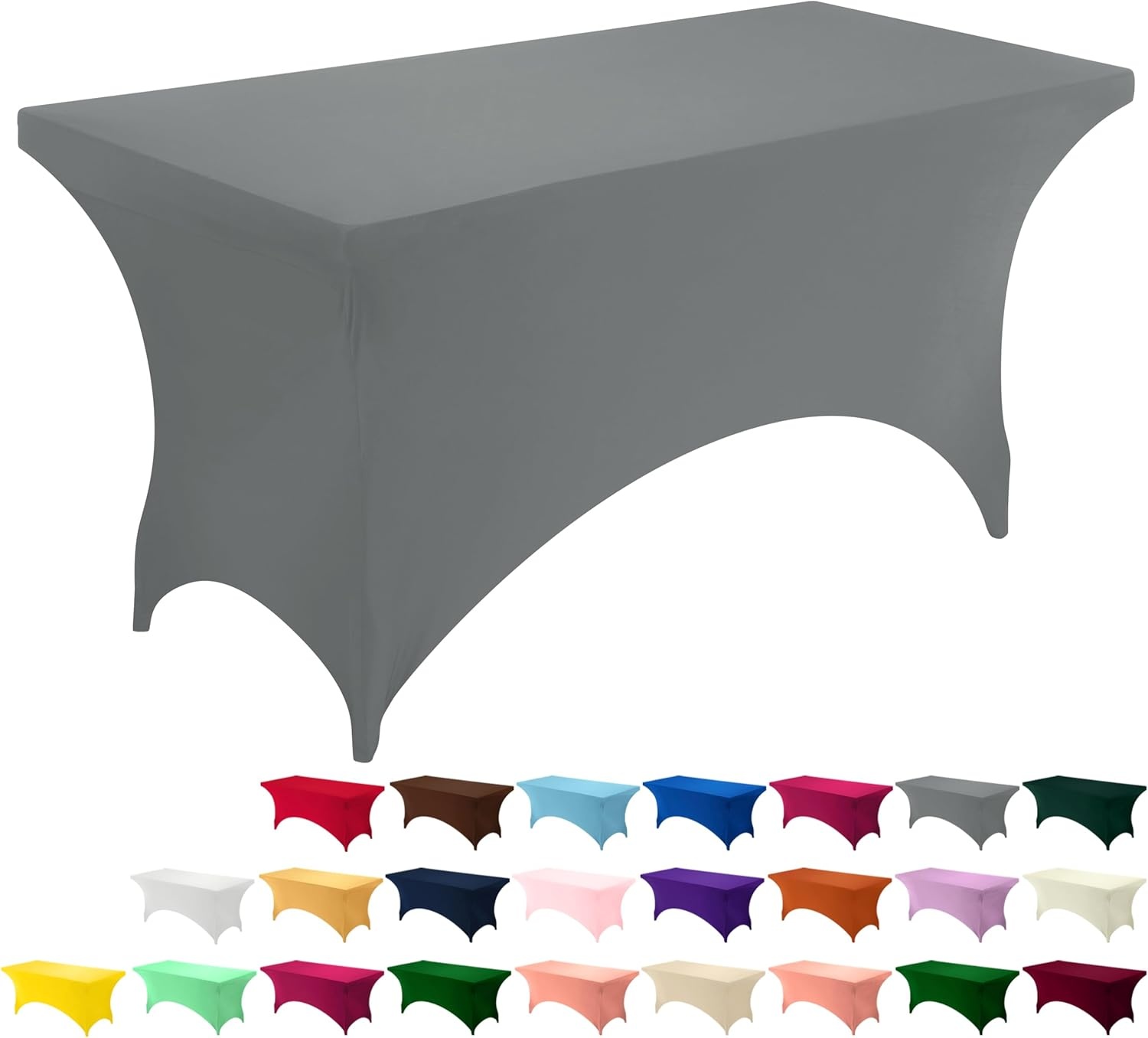 image:imageUtopia Kitchen Spandex Tablecloth 1 Pack 4FT Black Tight Fitted Washable and Wrinkle Resistant Stretch Rectangular Patio Table Cover for Event Wedding Banquet amp Parties 48Lx30Wx30H InchGrey