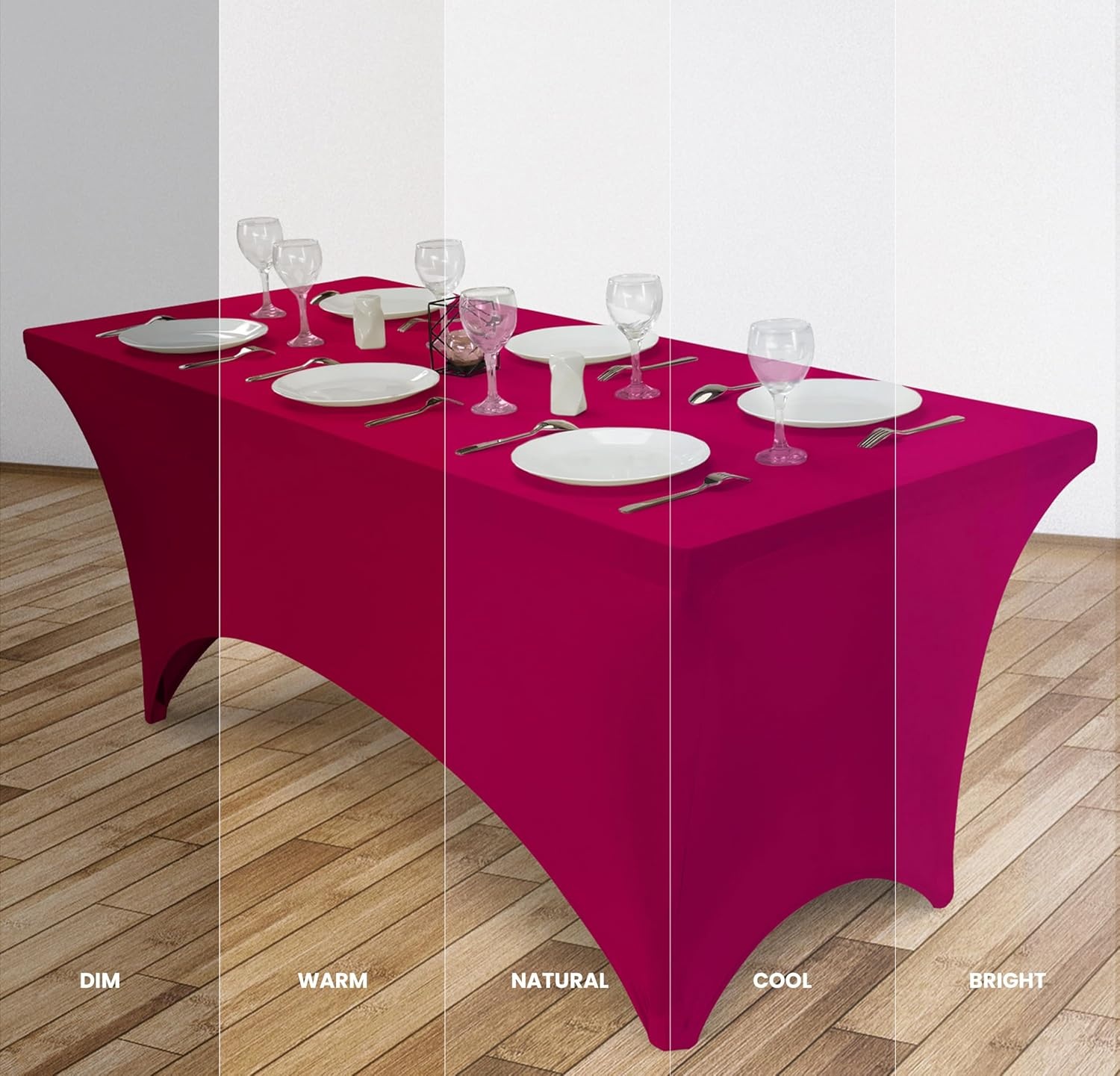 image:imageUtopia Kitchen Spandex Tablecloth 1 Pack 4FT Black Tight Fitted Washable and Wrinkle Resistant Stretch Rectangular Patio Table Cover for Event Wedding Banquet amp Parties 48Lx30Wx30H InchFuchsia