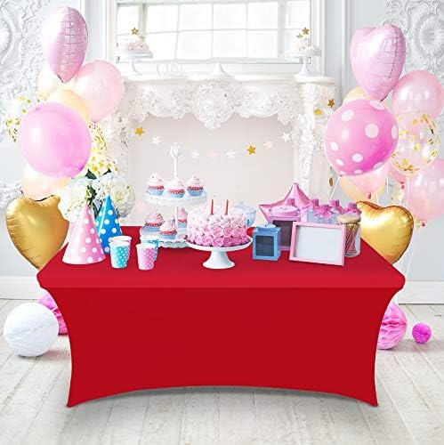 image:imageUtopia Kitchen Spandex Tablecloth 1 Pack 4FT Black Tight Fitted Washable and Wrinkle Resistant Stretch Rectangular Patio Table Cover for Event Wedding Banquet amp Parties 48Lx30Wx30H InchRed