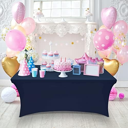 image:imageUtopia Kitchen Spandex Tablecloth 1 Pack 4FT Black Tight Fitted Washable and Wrinkle Resistant Stretch Rectangular Patio Table Cover for Event Wedding Banquet amp Parties 48Lx30Wx30H InchNavy Blue