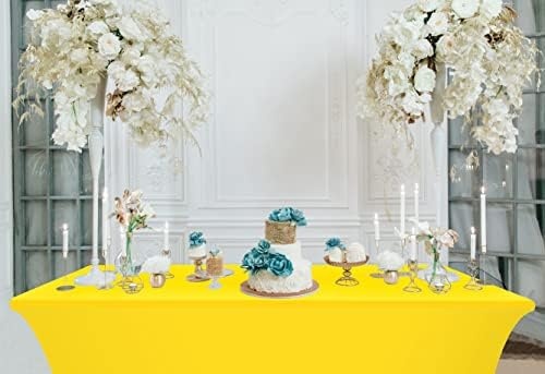 image:imageUtopia Kitchen Spandex Tablecloth 1 Pack 4FT Black Tight Fitted Washable and Wrinkle Resistant Stretch Rectangular Patio Table Cover for Event Wedding Banquet amp Parties 48Lx30Wx30H InchYellow