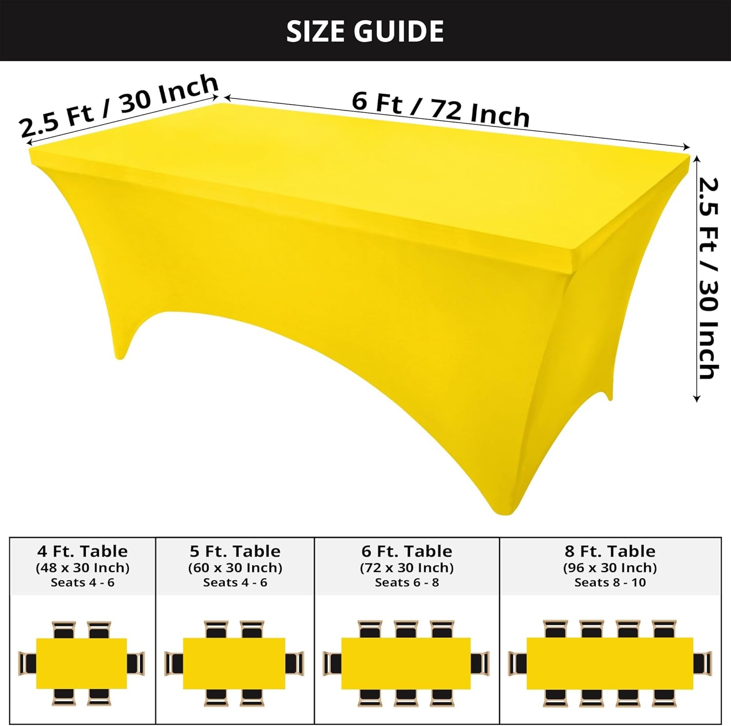 image:imageUtopia Kitchen Spandex Tablecloth 1 Pack 4FT Black Tight Fitted Washable and Wrinkle Resistant Stretch Rectangular Patio Table Cover for Event Wedding Banquet amp Parties 48Lx30Wx30H InchYellow