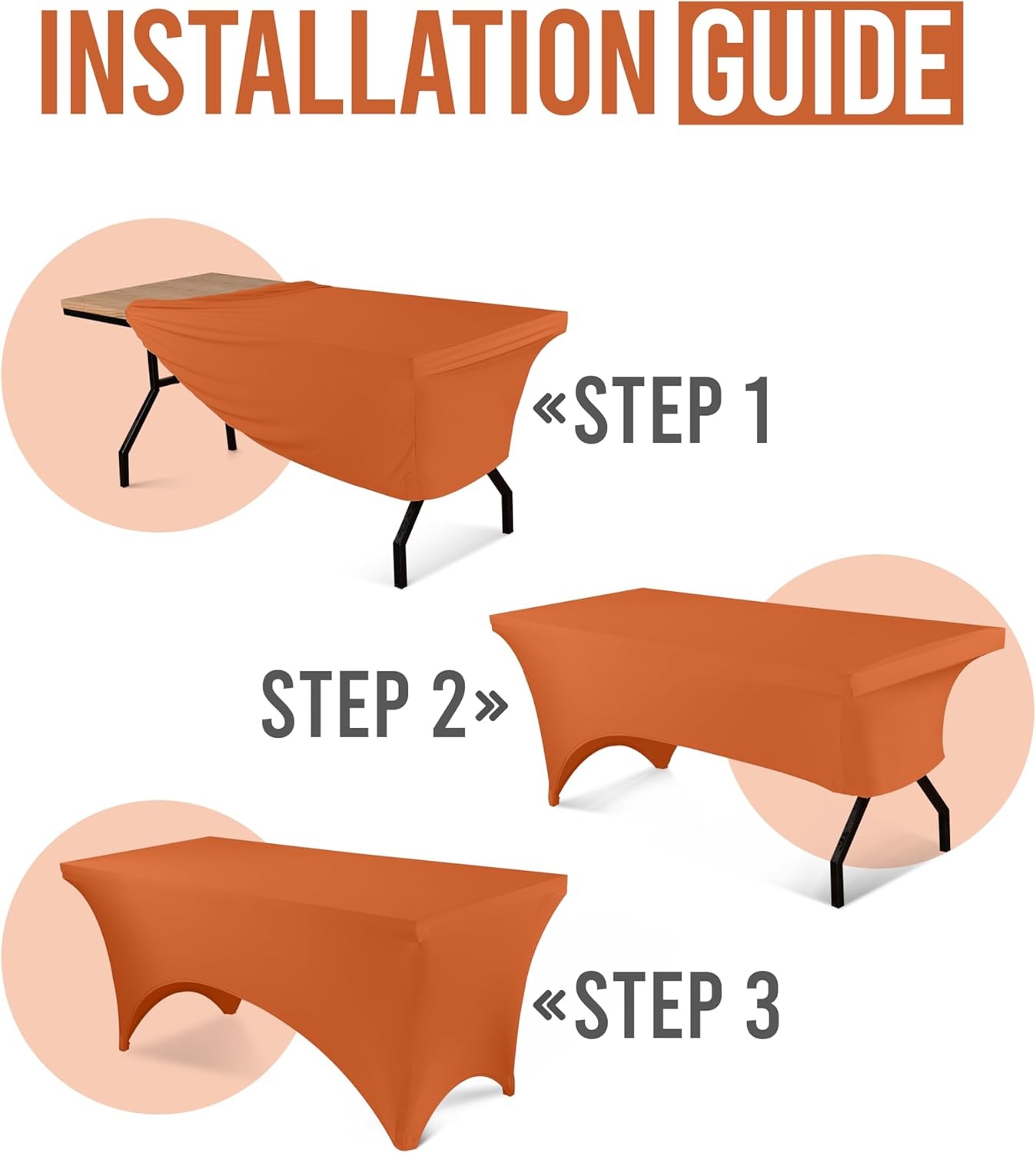 image:imageUtopia Kitchen Spandex Tablecloth 1 Pack 4FT Black Tight Fitted Washable and Wrinkle Resistant Stretch Rectangular Patio Table Cover for Event Wedding Banquet amp Parties 48Lx30Wx30H InchOrange