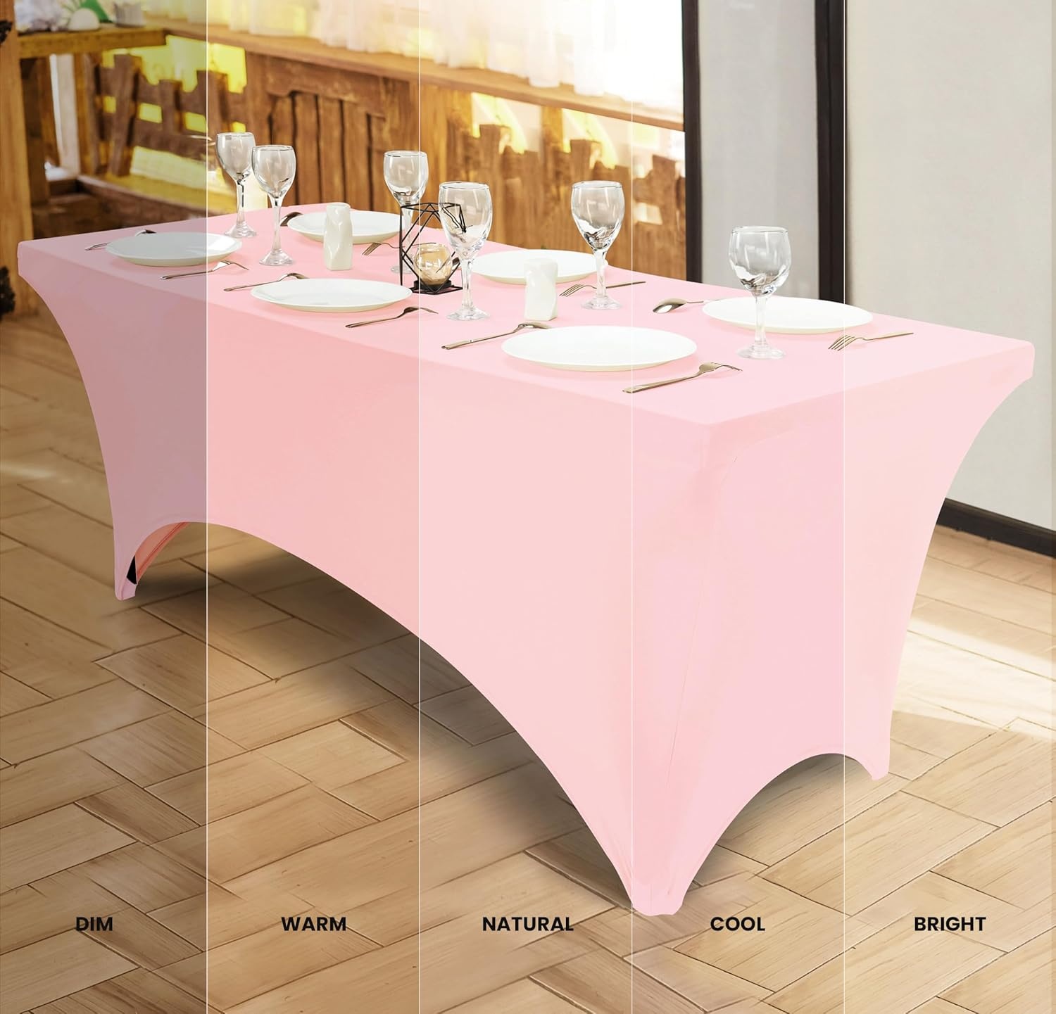 image:imageUtopia Kitchen Spandex Tablecloth 1 Pack 4FT Black Tight Fitted Washable and Wrinkle Resistant Stretch Rectangular Patio Table Cover for Event Wedding Banquet amp Parties 48Lx30Wx30H InchPink