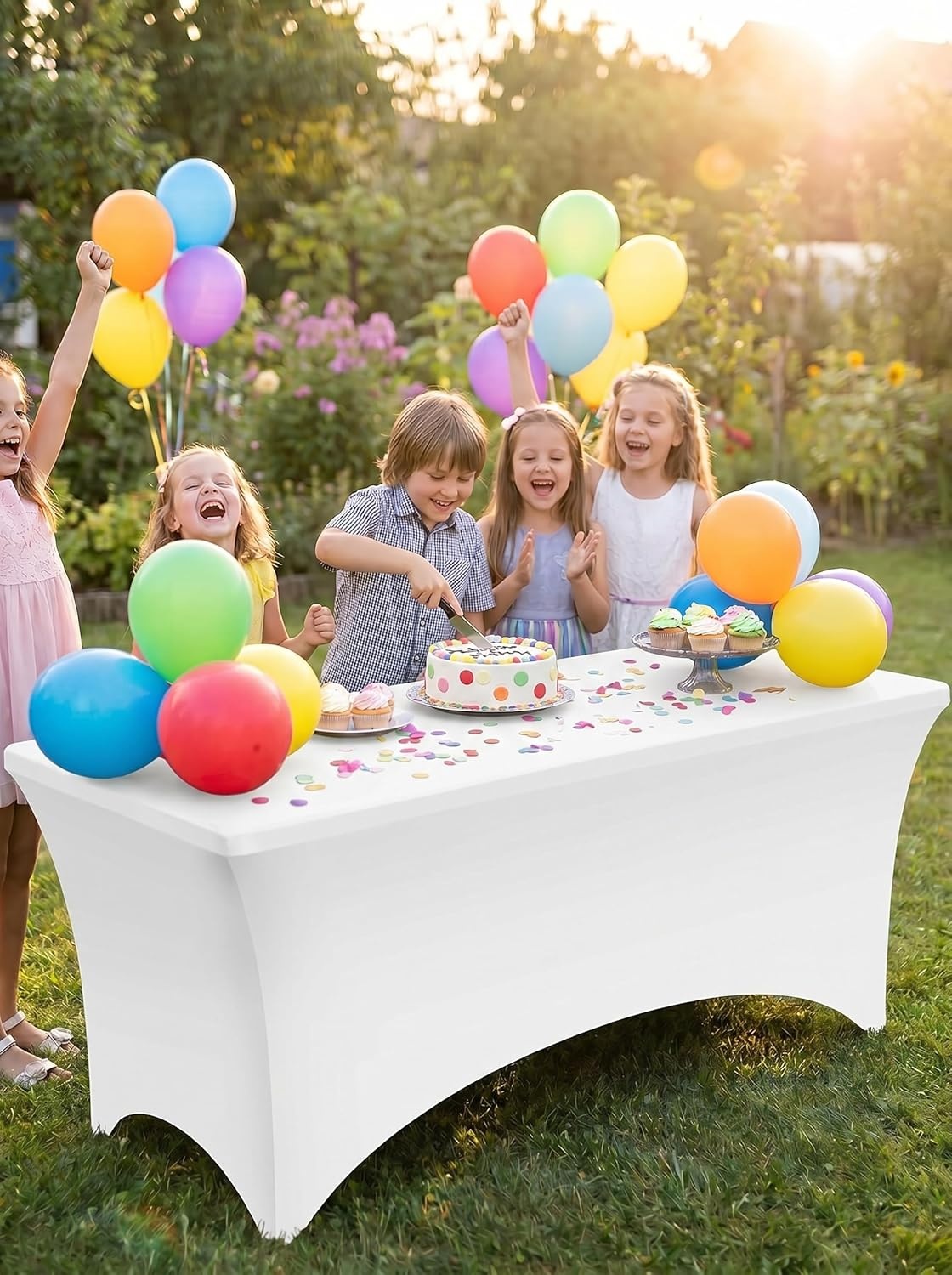 image:imageUtopia Kitchen Spandex Tablecloth 1 Pack 4FT Black Tight Fitted Washable and Wrinkle Resistant Stretch Rectangular Patio Table Cover for Event Wedding Banquet amp Parties 48Lx30Wx30H InchWhite