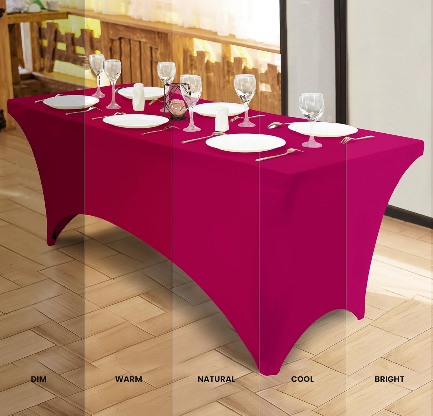 image:imageUtopia Kitchen Spandex Tablecloth 1 Pack 4FT Black Tight Fitted Washable and Wrinkle Resistant Stretch Rectangular Patio Table Cover for Event Wedding Banquet amp Parties 48Lx30Wx30H InchFuchsia