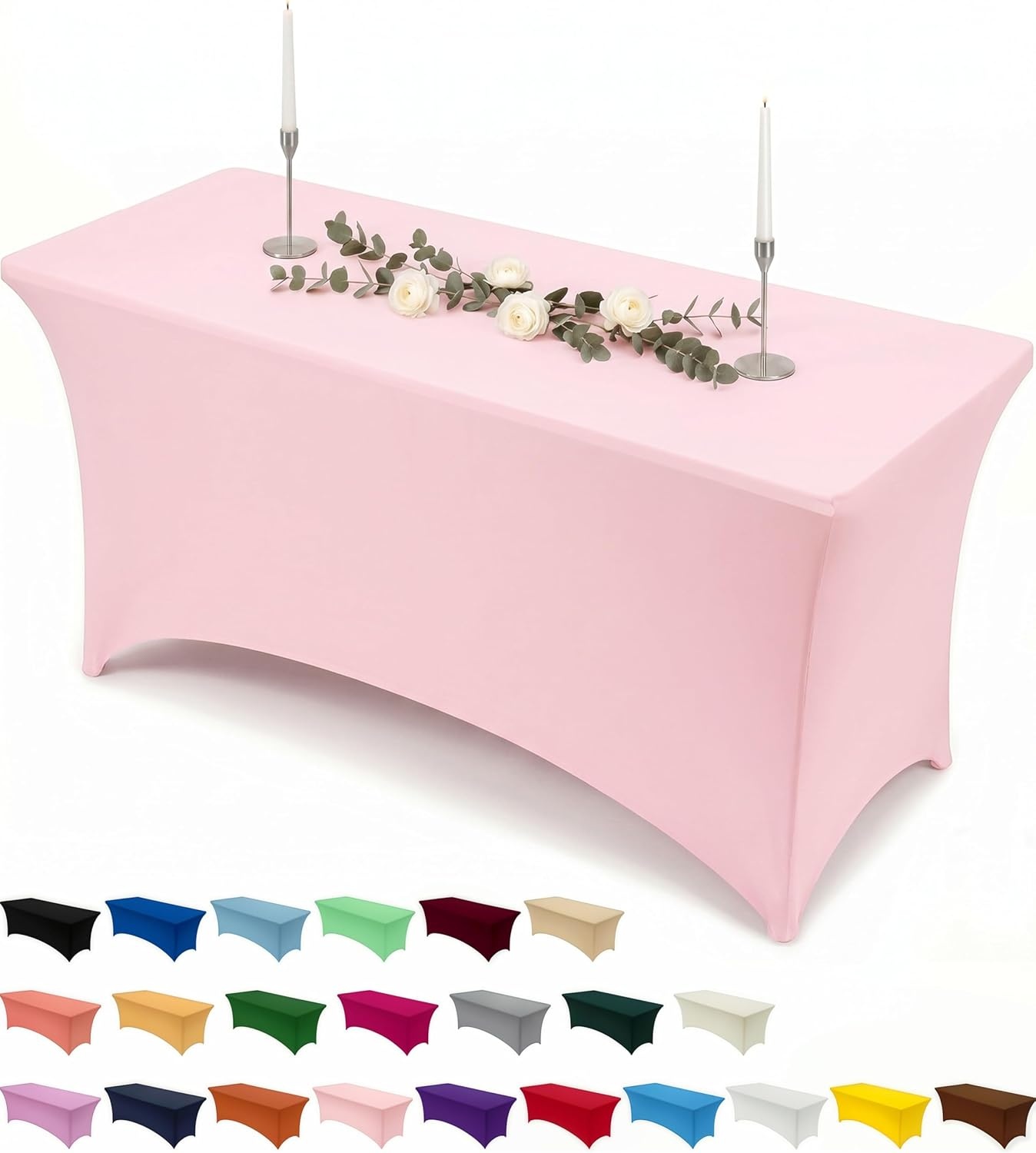 image:imageUtopia Kitchen Spandex Tablecloth 1 Pack 4FT Black Tight Fitted Washable and Wrinkle Resistant Stretch Rectangular Patio Table Cover for Event Wedding Banquet amp Parties 48Lx30Wx30H InchPink