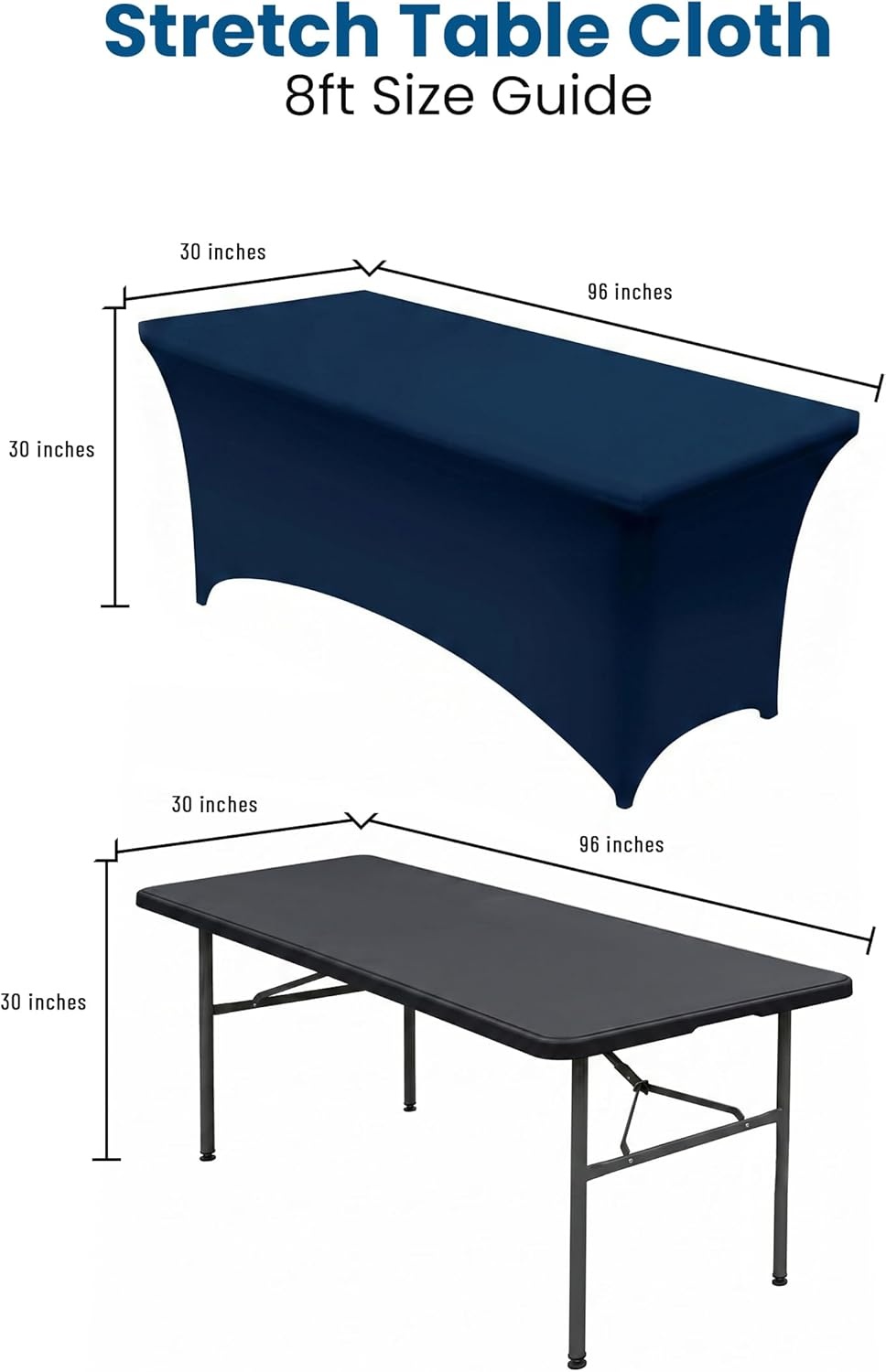 image:imageUtopia Kitchen Spandex Tablecloth 1 Pack 4FT Black Tight Fitted Washable and Wrinkle Resistant Stretch Rectangular Patio Table Cover for Event Wedding Banquet amp Parties 48Lx30Wx30H InchNavy Blue