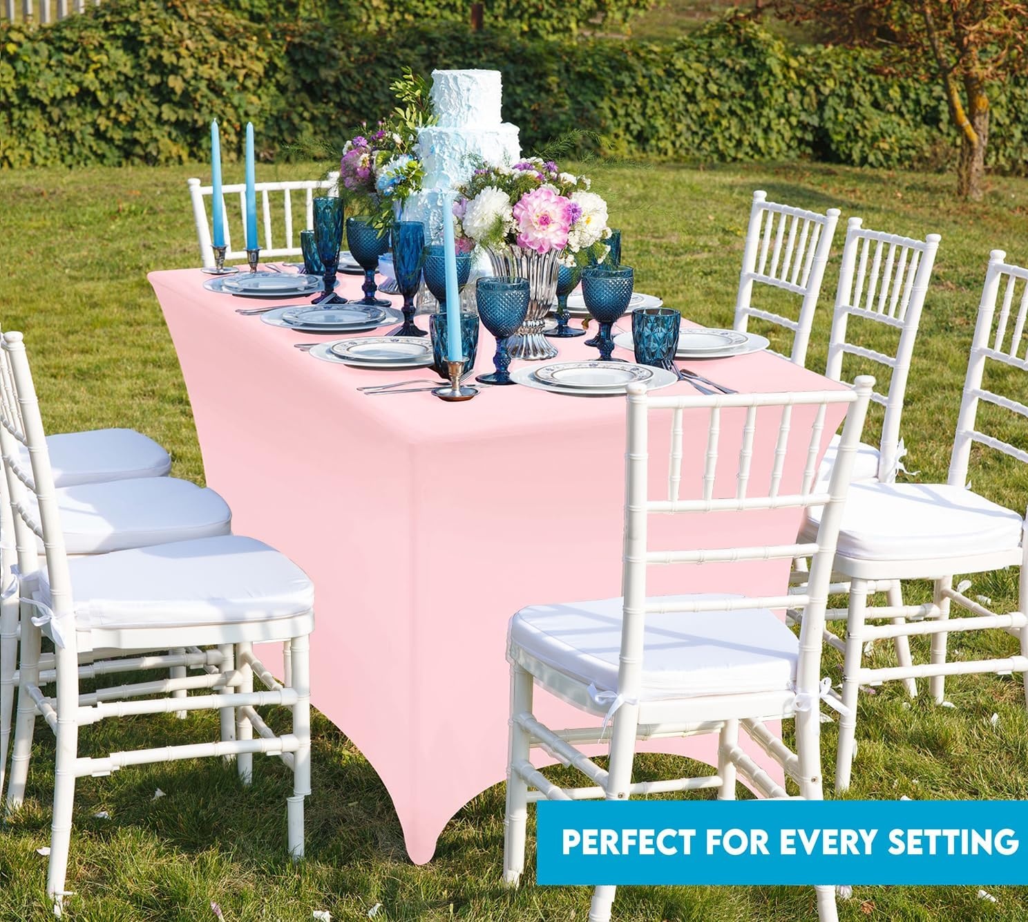 image:imageUtopia Kitchen Spandex Tablecloth 1 Pack 4FT Black Tight Fitted Washable and Wrinkle Resistant Stretch Rectangular Patio Table Cover for Event Wedding Banquet amp Parties 48Lx30Wx30H InchPink