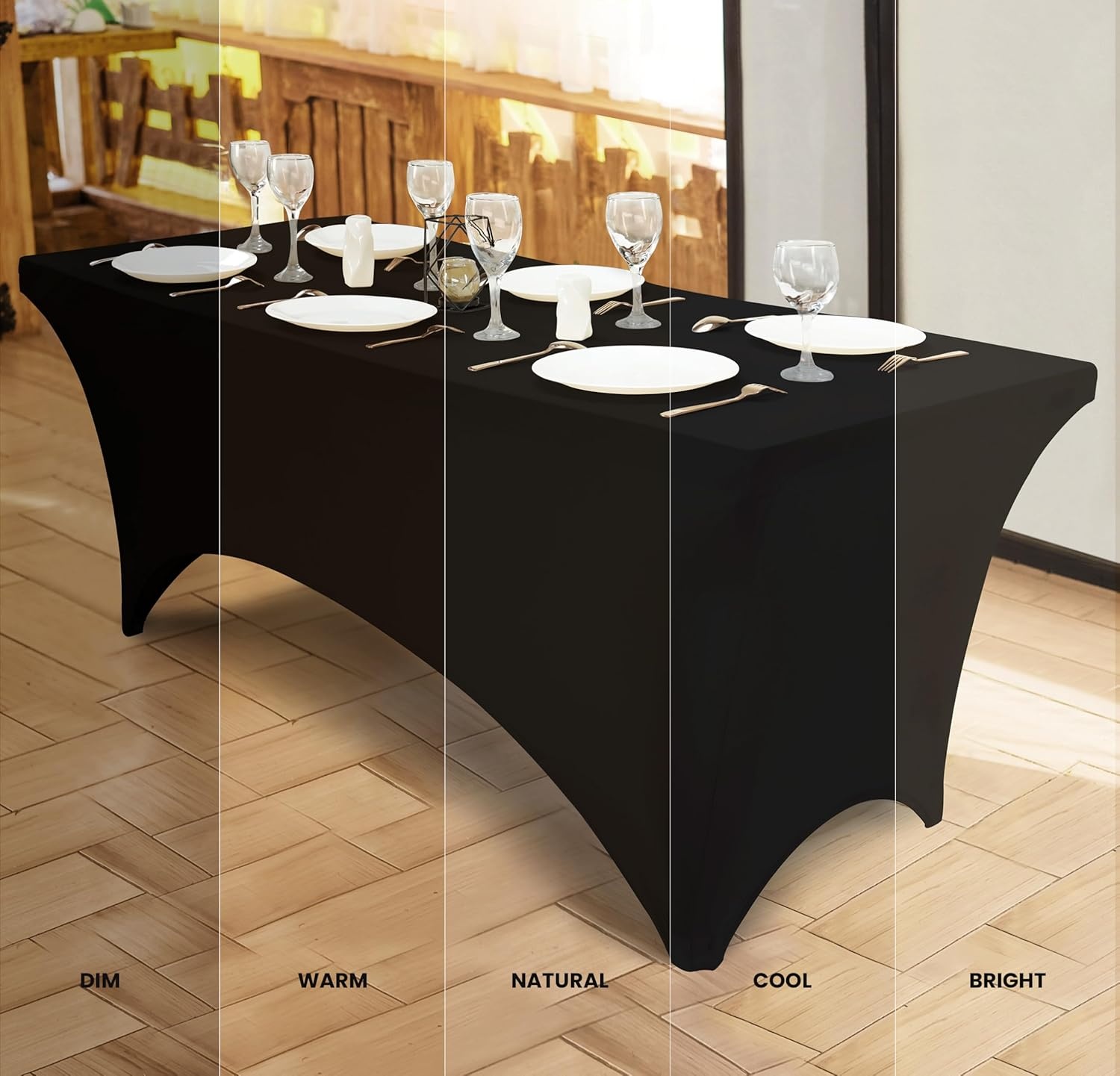 image:imageUtopia Kitchen Spandex Tablecloth 1 Pack 4FT Black Tight Fitted Washable and Wrinkle Resistant Stretch Rectangular Patio Table Cover for Event Wedding Banquet amp Parties 48Lx30Wx30H InchBlack