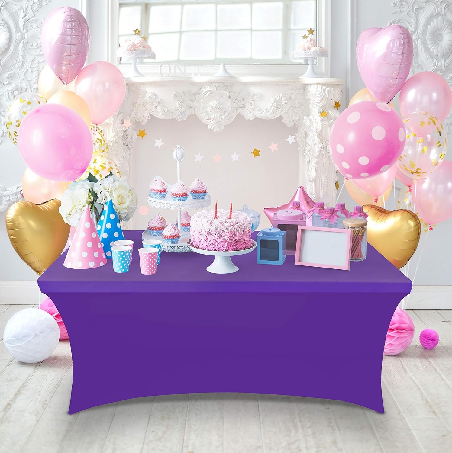 image:imageUtopia Kitchen Spandex Tablecloth 1 Pack 4FT Black Tight Fitted Washable and Wrinkle Resistant Stretch Rectangular Patio Table Cover for Event Wedding Banquet amp Parties 48Lx30Wx30H InchPurple