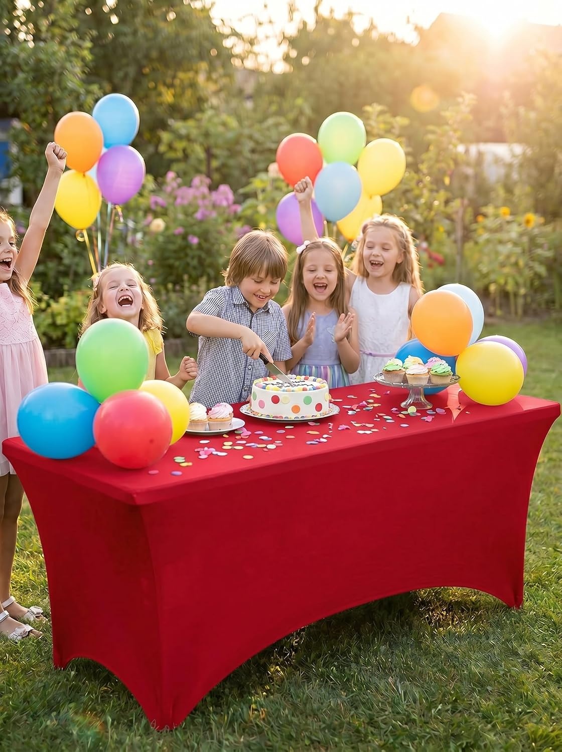 image:imageUtopia Kitchen Spandex Tablecloth 1 Pack 4FT Black Tight Fitted Washable and Wrinkle Resistant Stretch Rectangular Patio Table Cover for Event Wedding Banquet amp Parties 48Lx30Wx30H InchRed