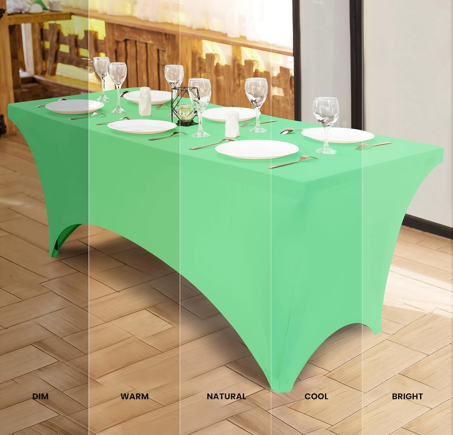 image:imageUtopia Kitchen Spandex Tablecloth 1 Pack 4FT Black Tight Fitted Washable and Wrinkle Resistant Stretch Rectangular Patio Table Cover for Event Wedding Banquet amp Parties 48Lx30Wx30H InchBright Green