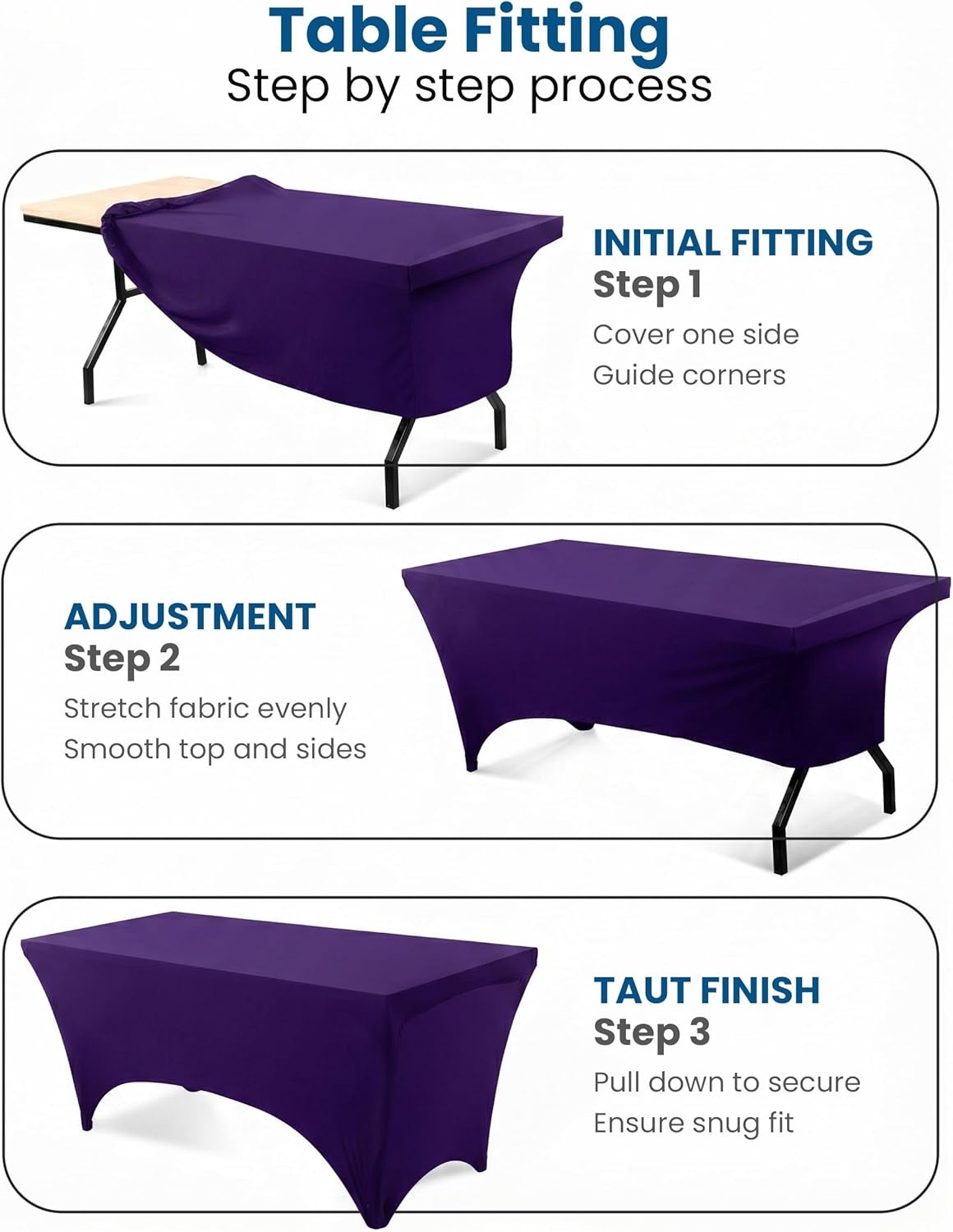 image:imageUtopia Kitchen Spandex Tablecloth 1 Pack 4FT Black Tight Fitted Washable and Wrinkle Resistant Stretch Rectangular Patio Table Cover for Event Wedding Banquet amp Parties 48Lx30Wx30H InchPurple
