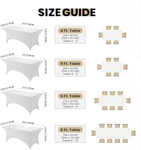 image:imageUtopia Kitchen Spandex Tablecloth 1 Pack 4FT Black Tight Fitted Washable and Wrinkle Resistant Stretch Rectangular Patio Table Cover for Event Wedding Banquet amp Parties 48Lx30Wx30H InchWhite