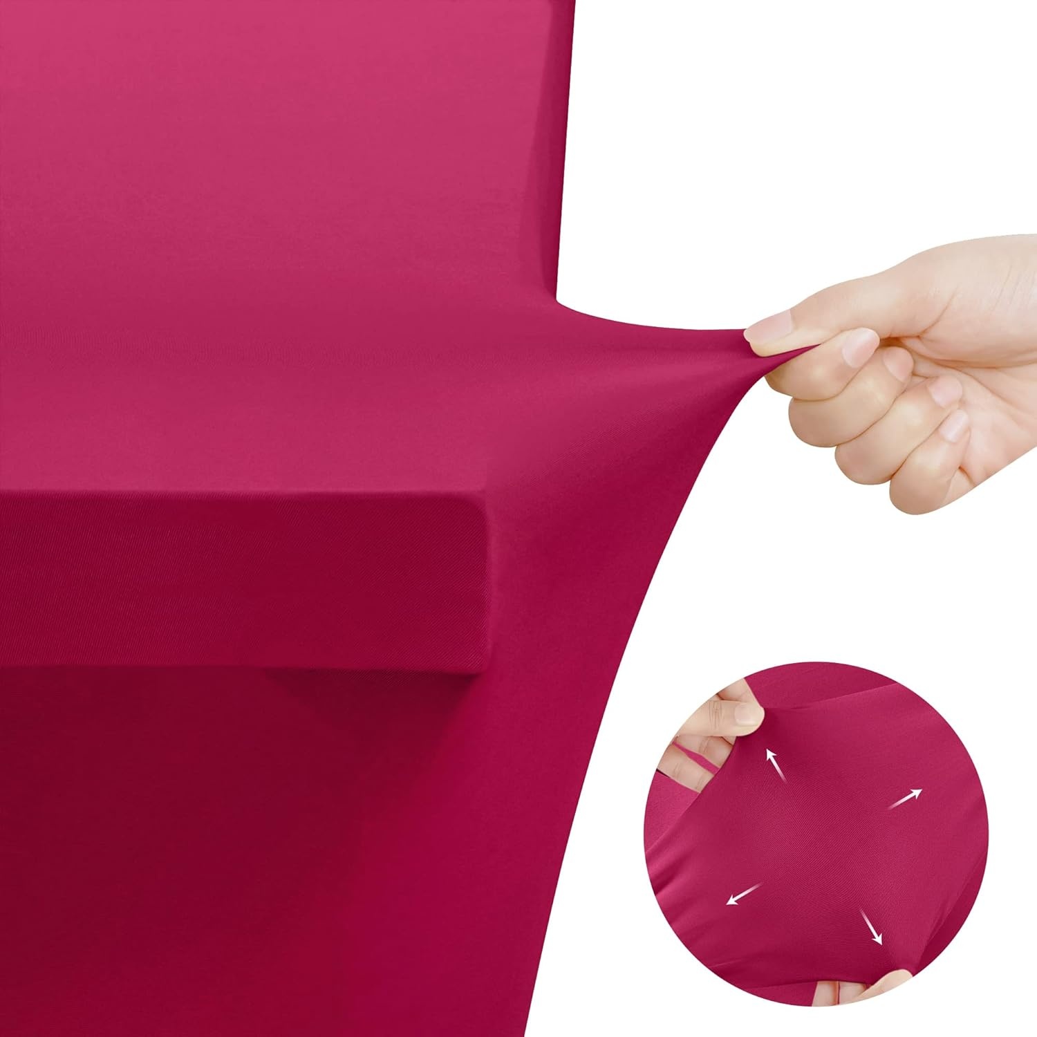 image:imageUtopia Kitchen Spandex Tablecloth 1 Pack 4FT Black Tight Fitted Washable and Wrinkle Resistant Stretch Rectangular Patio Table Cover for Event Wedding Banquet amp Parties 48Lx30Wx30H InchFuchsia